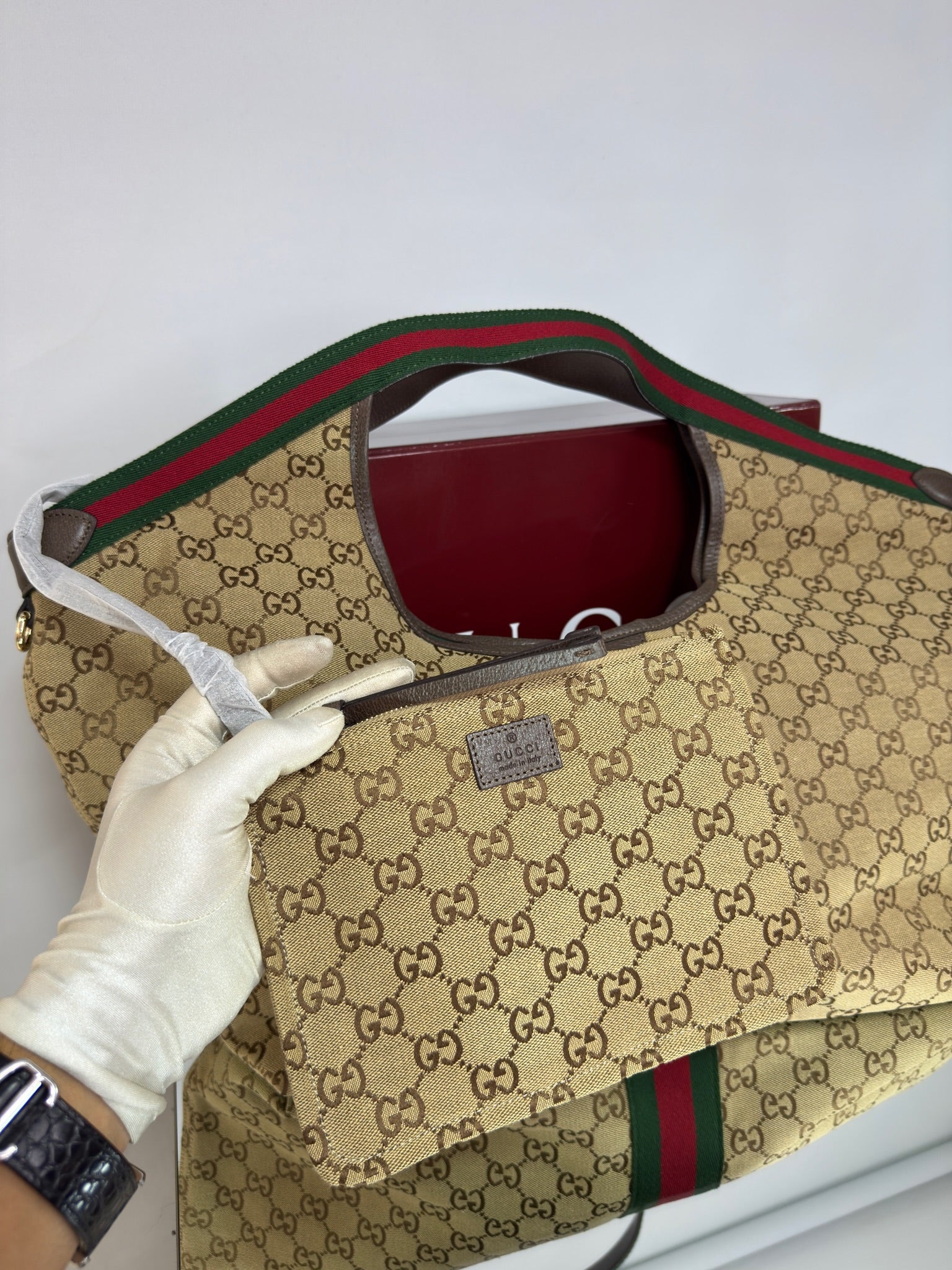 Gucci Giglio Bag – GG Canvas Beige & Dark Brown