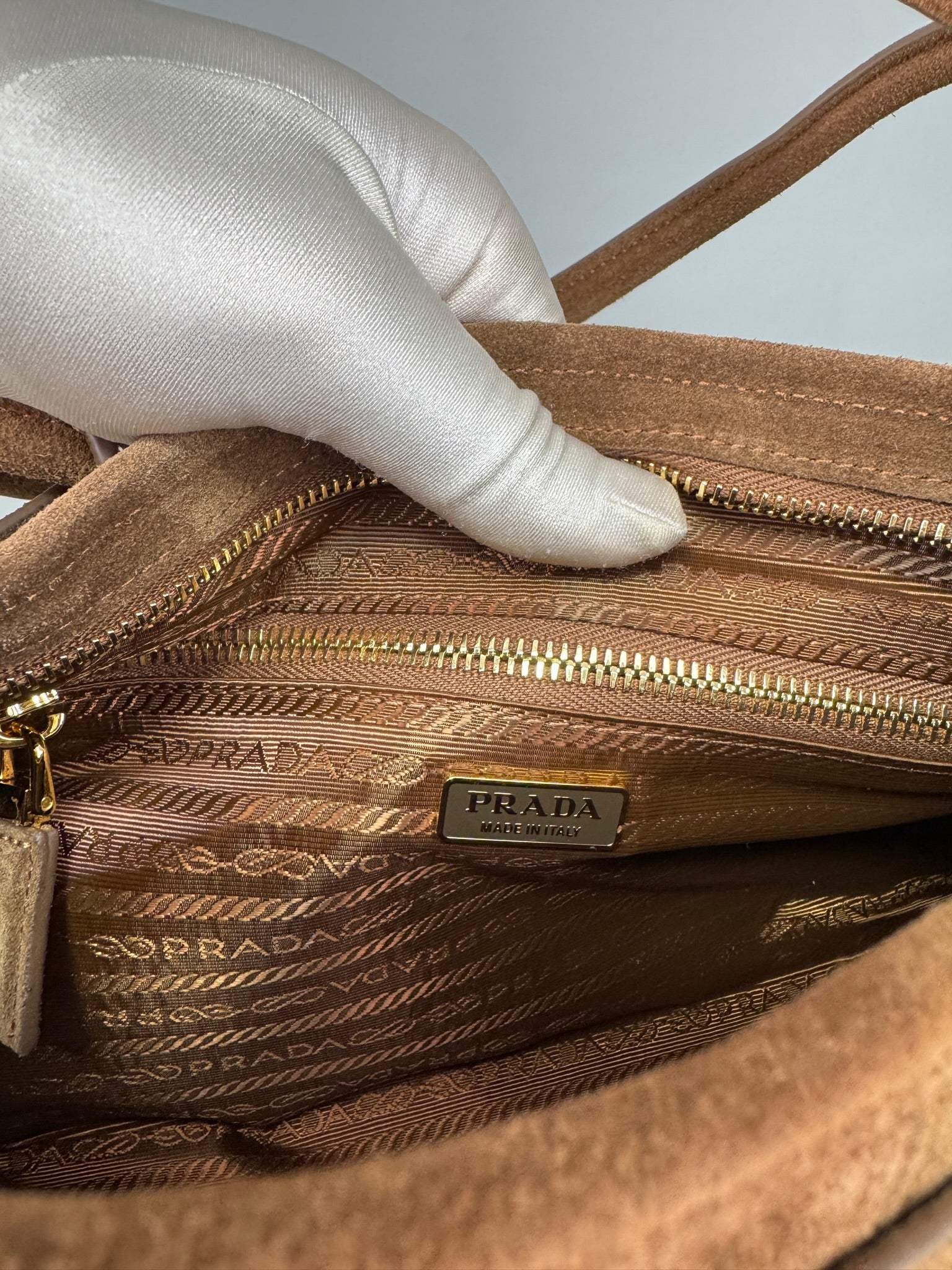 Prada Bonnie Small Leather Handbag Καφέ