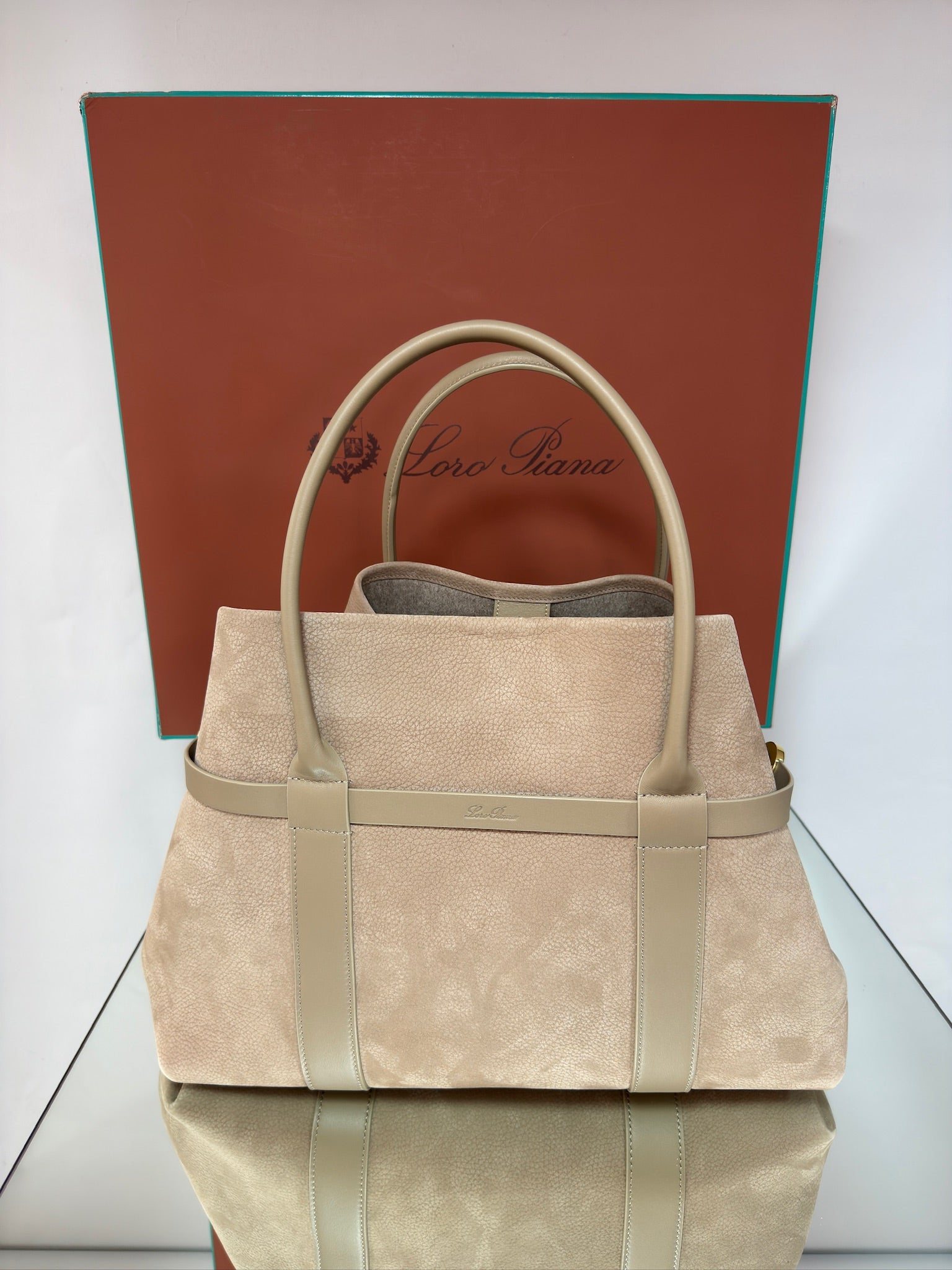 Loro Piana Ghiera Large Leather Tote Bag – Beige