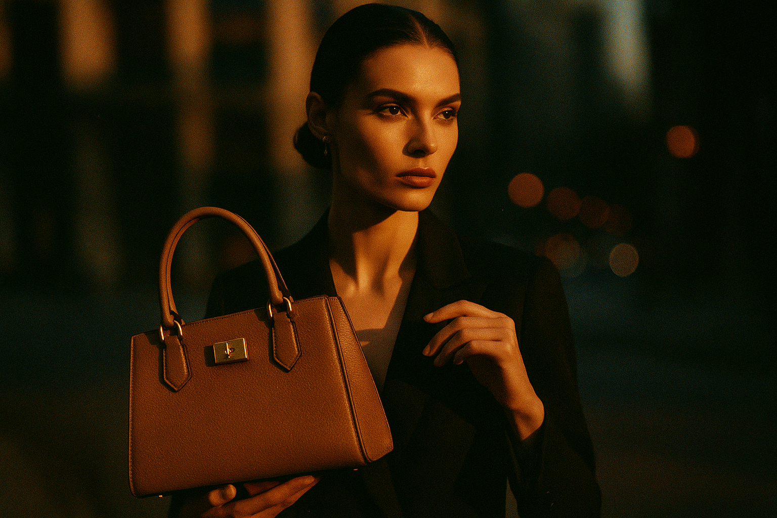 cinematic fashion bag model