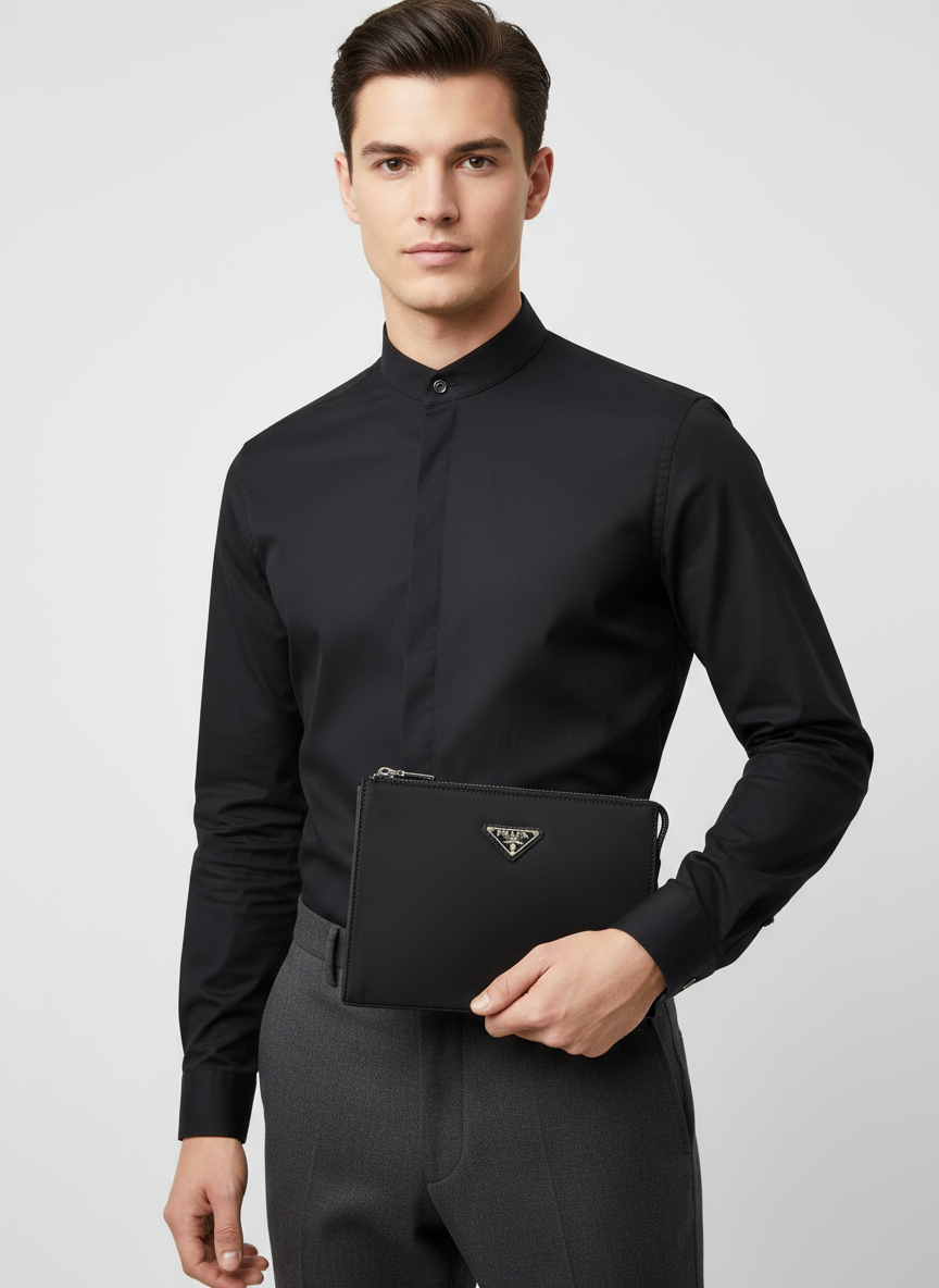 Prada Logo Plaque Clutch Bag