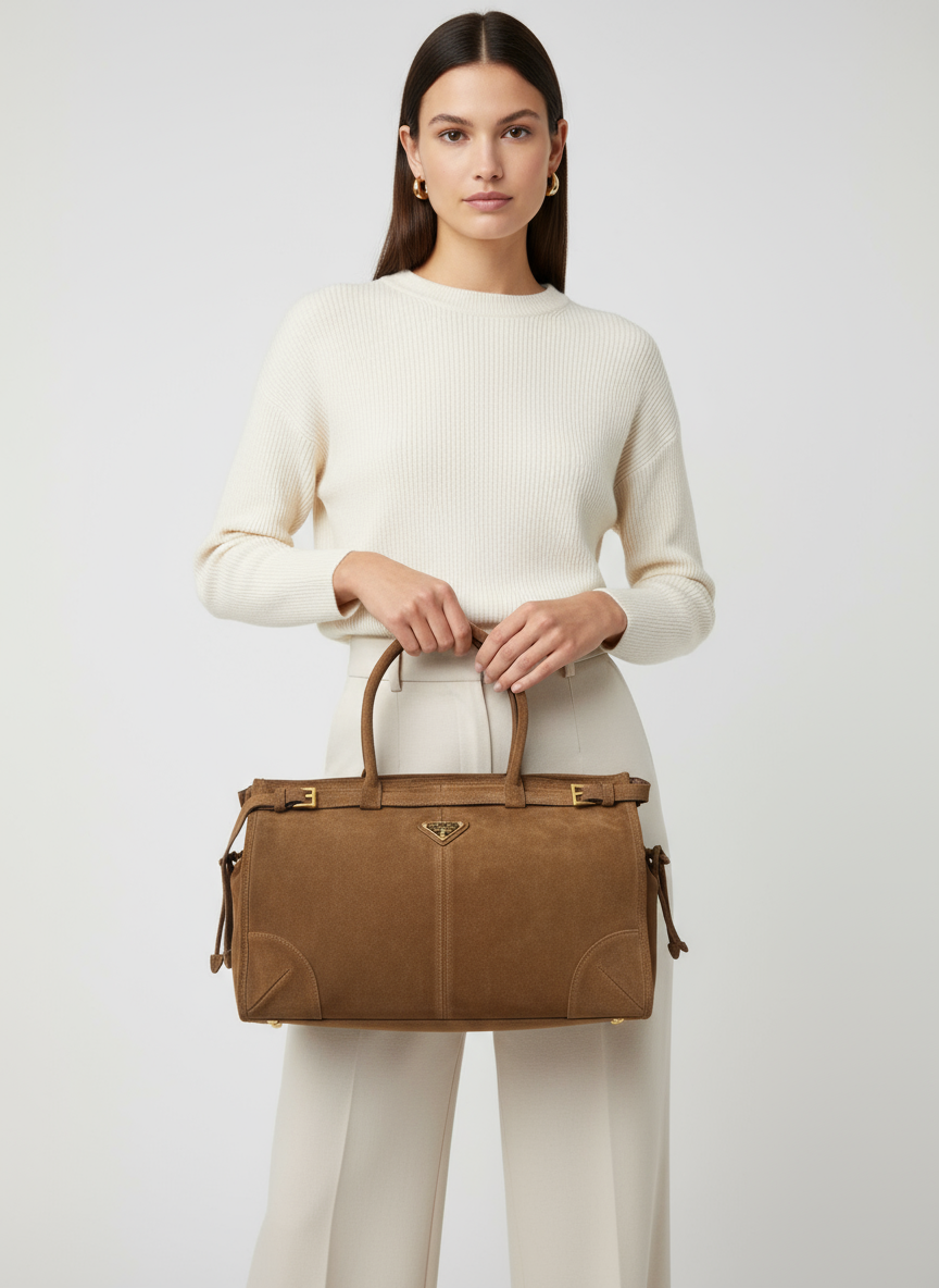 Prada Bonnie Medium Leather Handbag – Καφέ