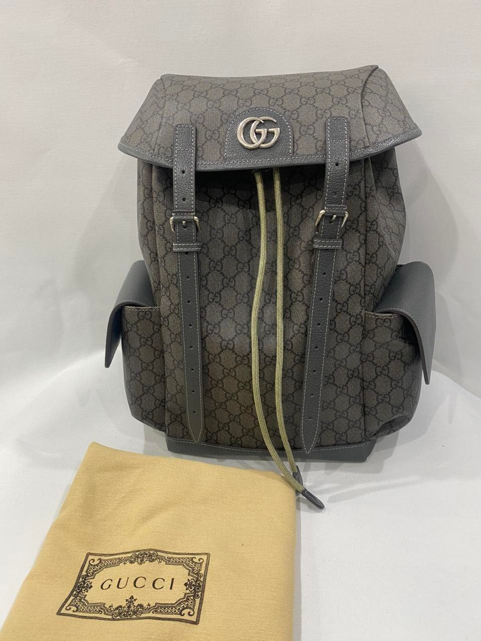 GUCCI ΓΚΡΙ LEATHER BACKPACK