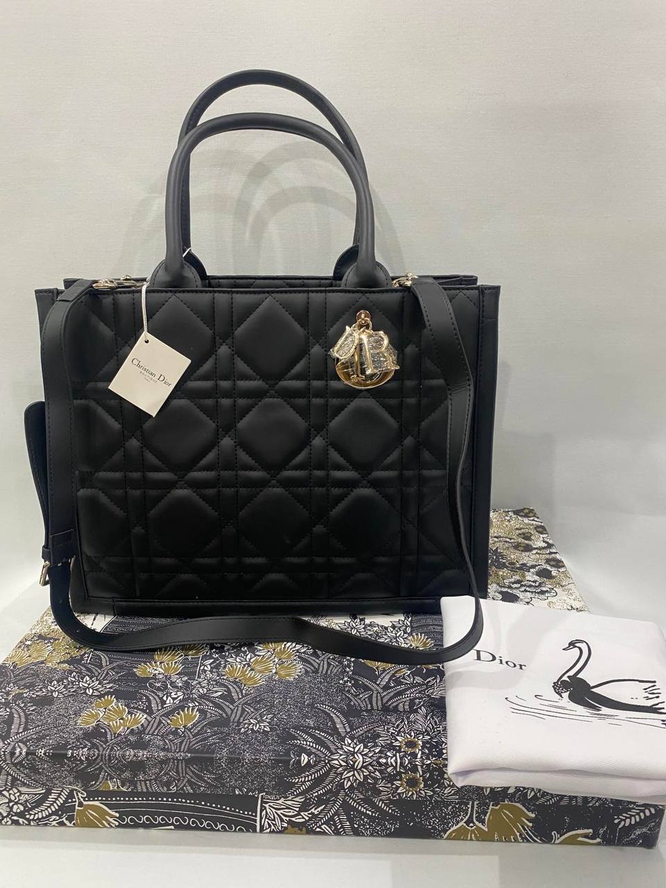 DIOR MED BOOK TOTE LADY LEATHER BAG