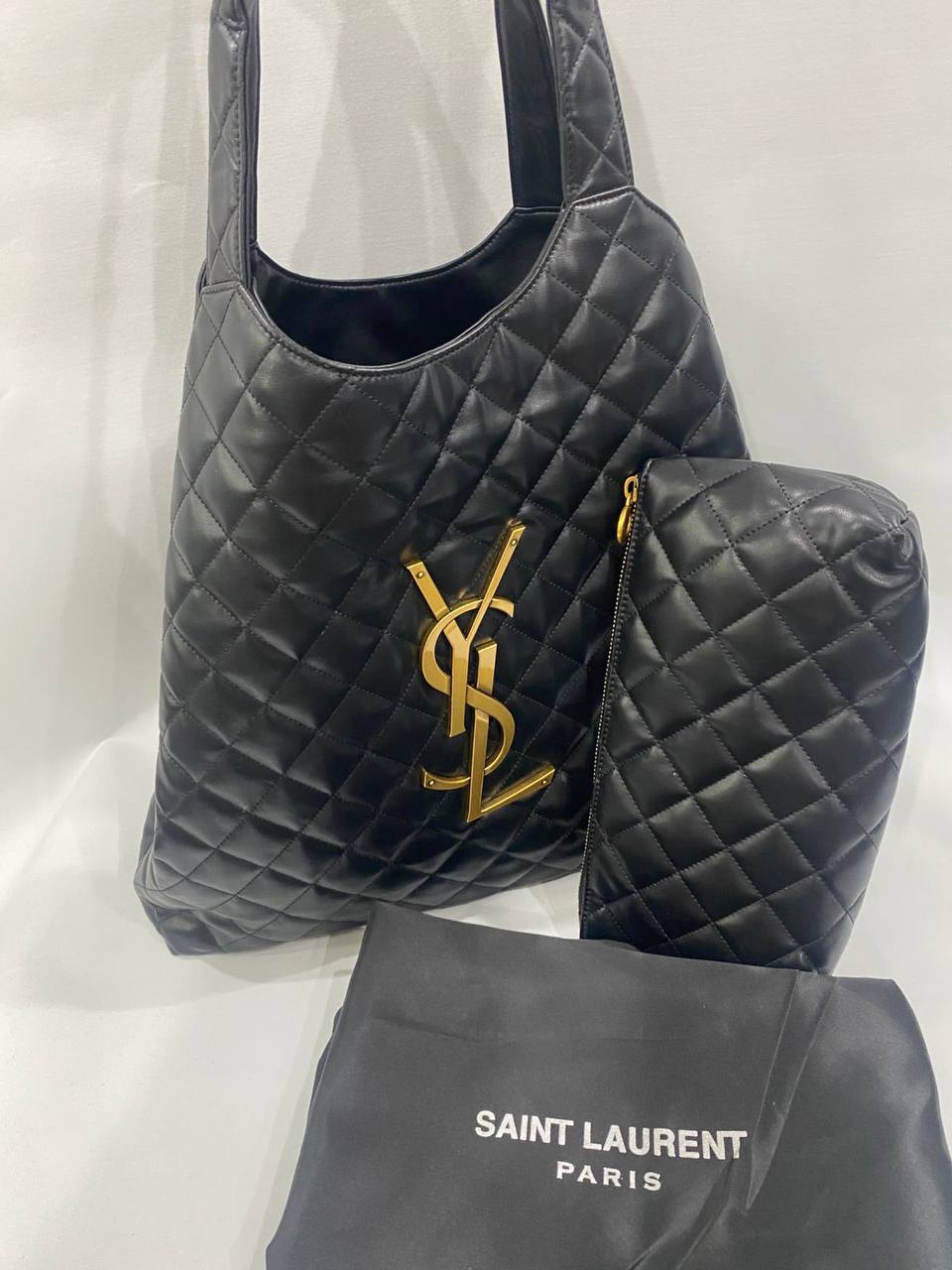 Saint Laurent Icare Maxi Bag – Black with Gold Hardware