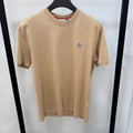 Moncler Logo Patch Beige Cotton T-Shirt