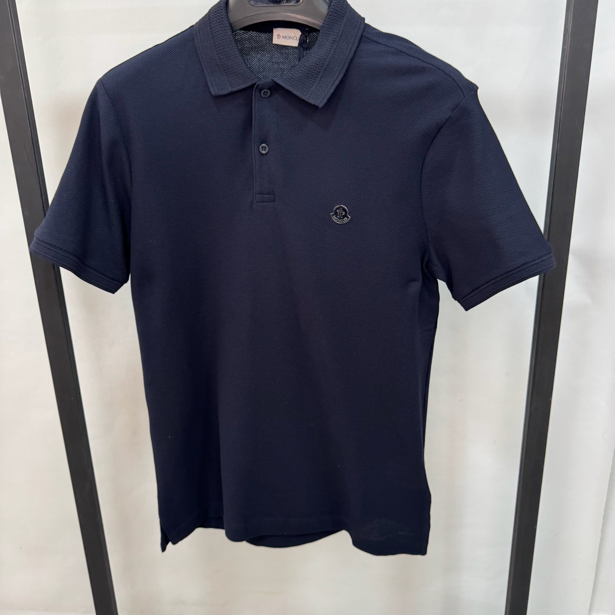 Moncler Classic Logo Piqué Blue Polo Shirt