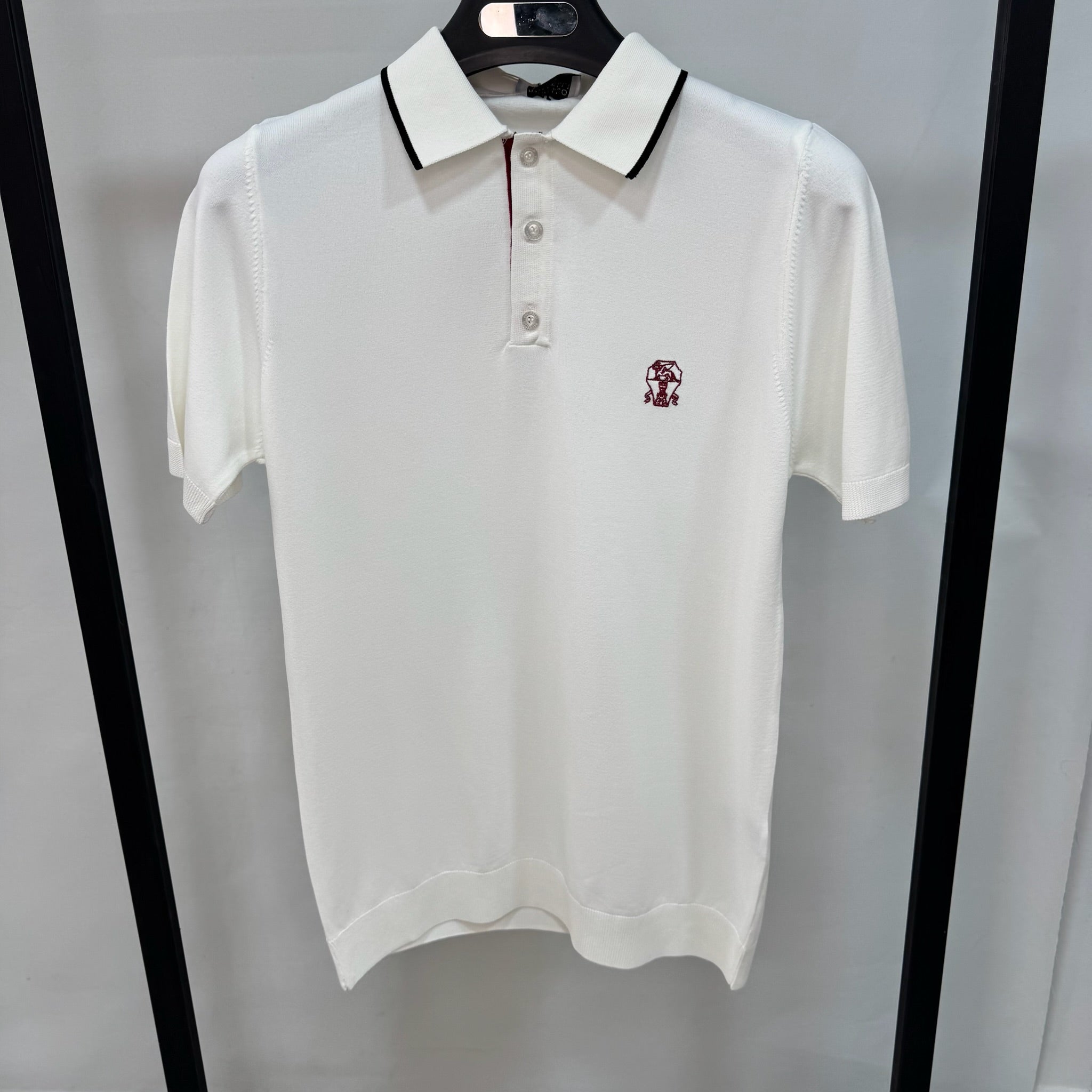 Brunello Cucinelli Silk & Cotton Knitted Polo (White)