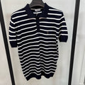 Brunello Cucinelli Striped Knitted Polo Shirt (Navy/White)