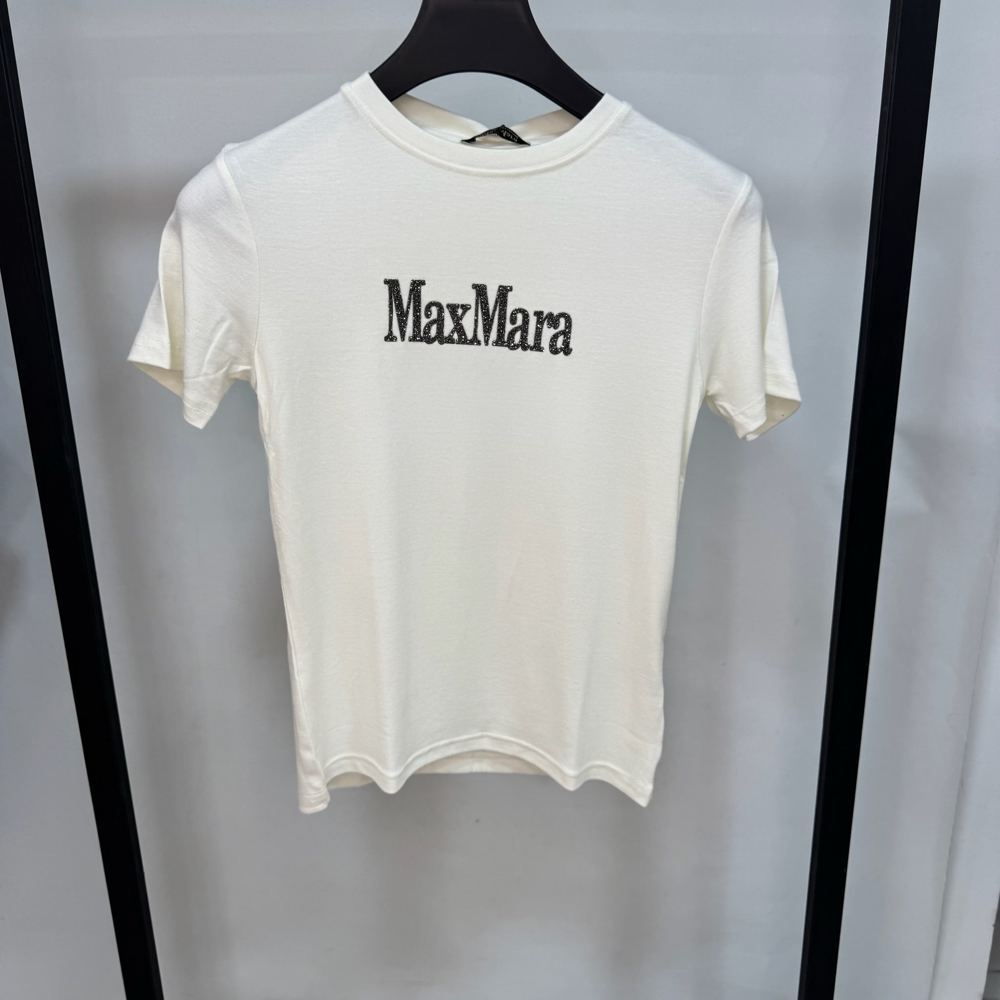 Max Mara Rhinestone Logo T-shirt (White)