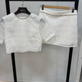 Zimmermann Guipure Lace Two-Piece Set: Cropped Top & Mini Skirt (Ivory)