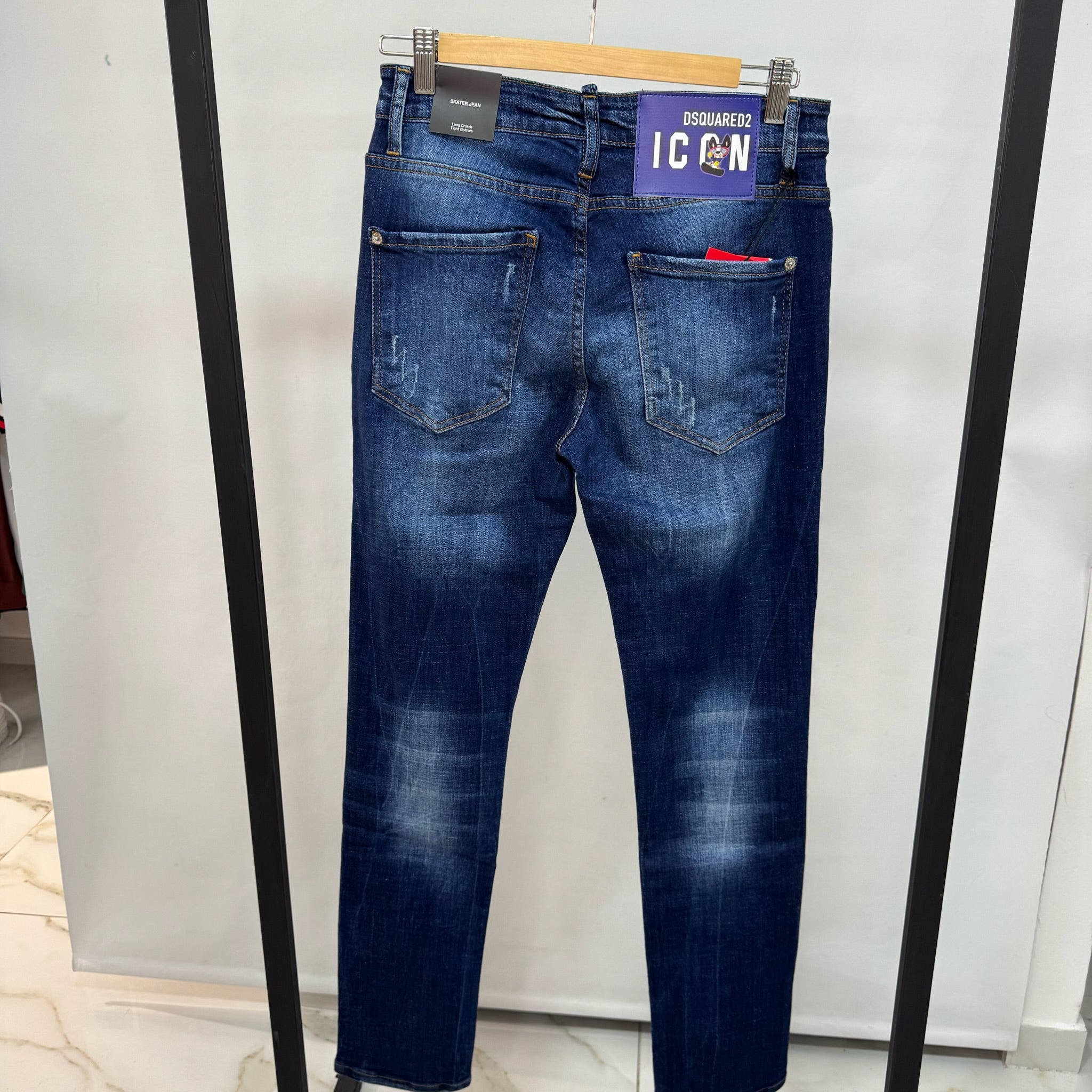 Dsquared2 Paint-Splatter Distressed Jeans (Blue)