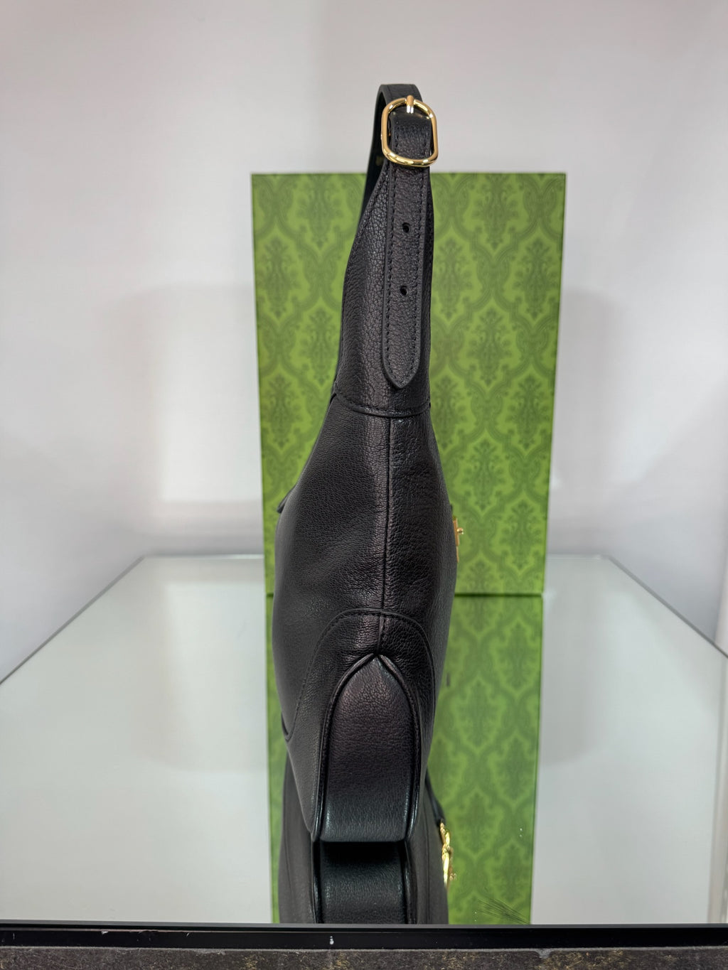 Gucci Jackie 1961 Grain Leather Shoulder Bag (Burgundy & Black)