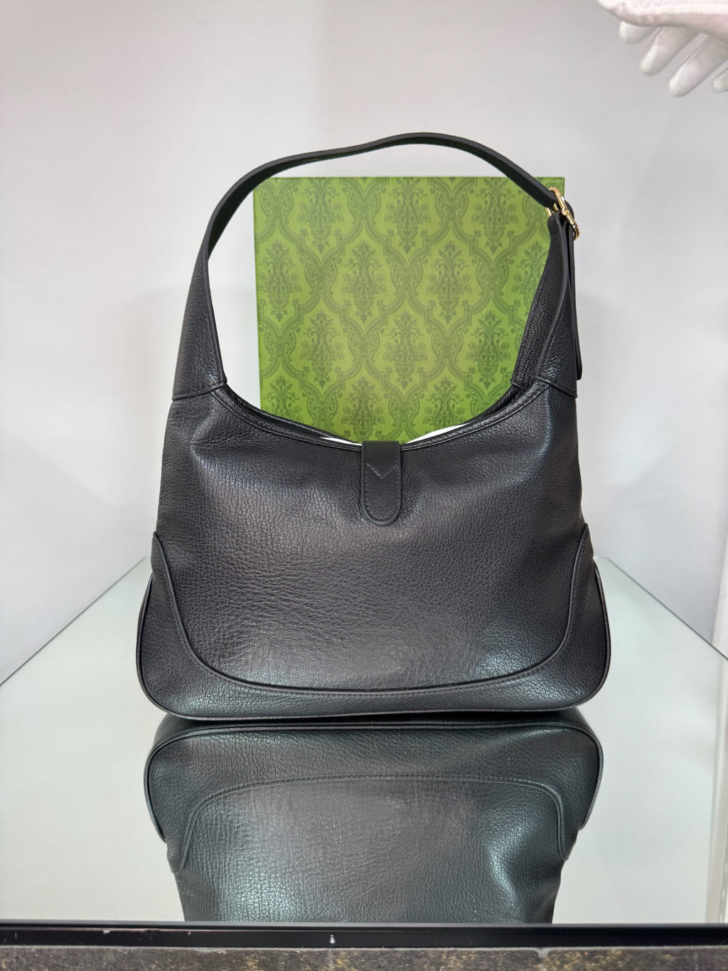Gucci Jackie 1961 Grain Leather Shoulder Bag (Burgundy & Black)