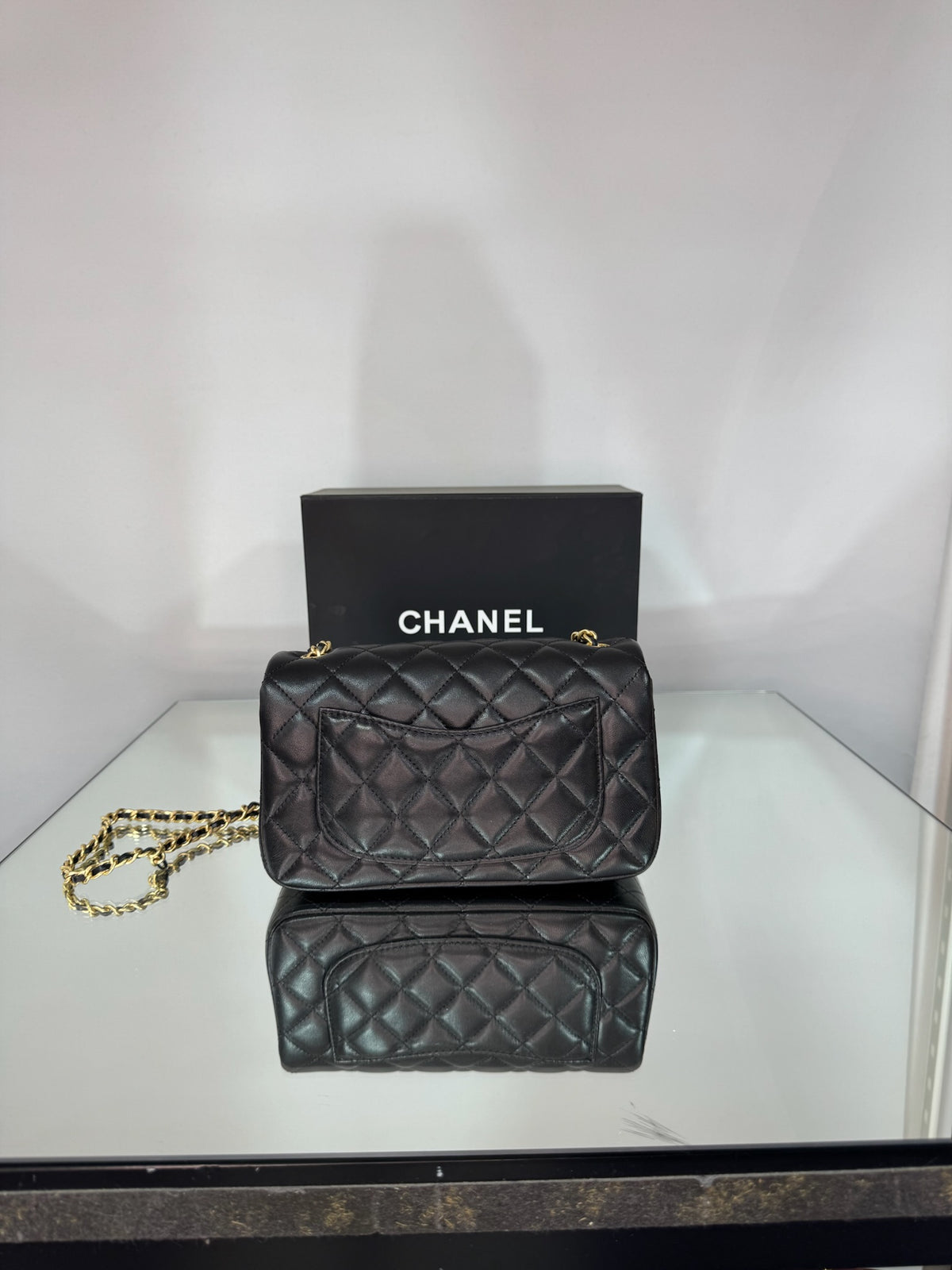 Chanel Classic Mini Flap Bag with Pearl Crush / Globe Ball (Black & Burgundy)