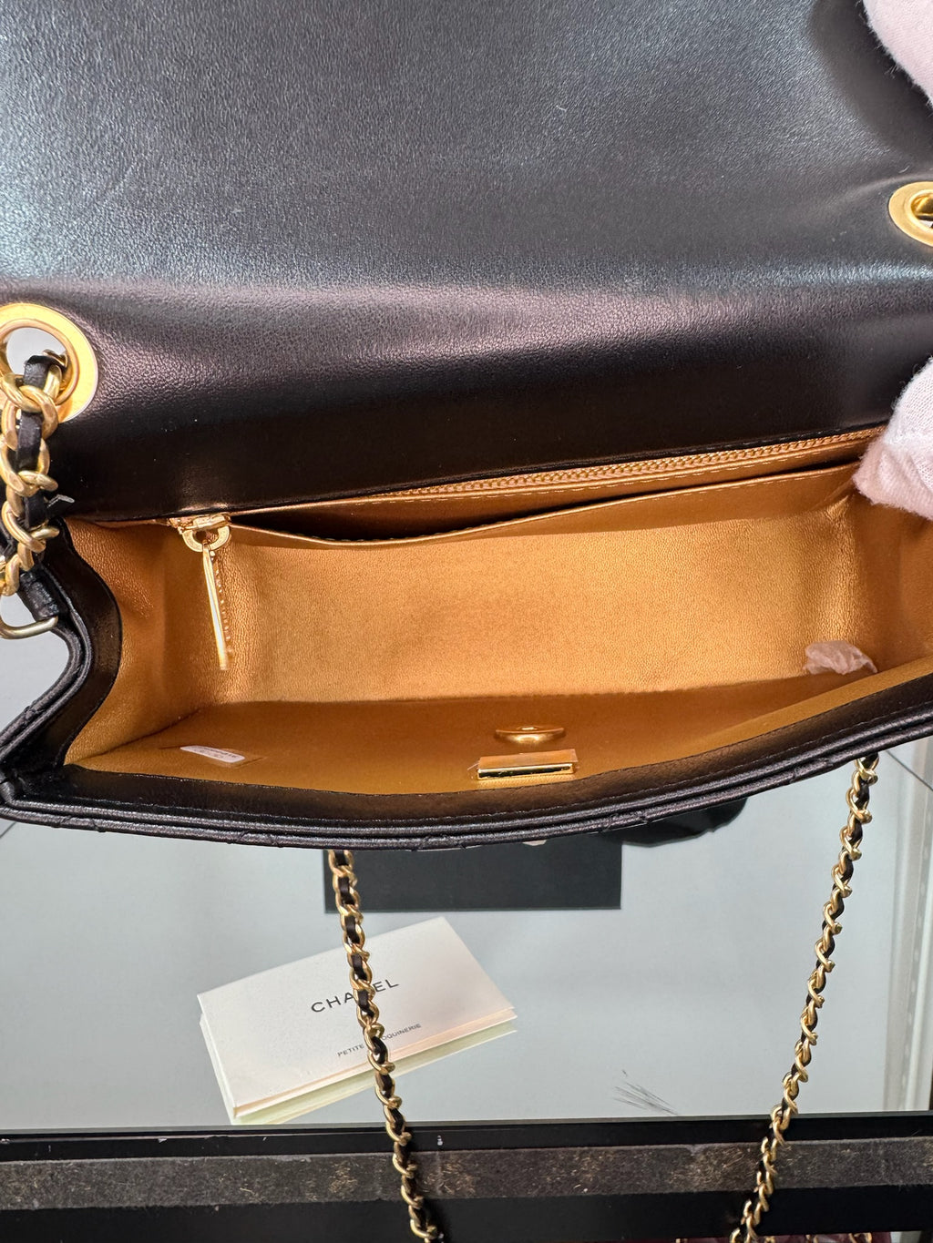 Chanel Classic Mini Flap Bag with Pearl Crush / Globe Ball (Black & Burgundy)