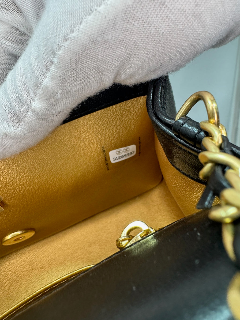Chanel Classic Mini Flap Bag with Pearl Crush / Globe Ball (Black & Burgundy)