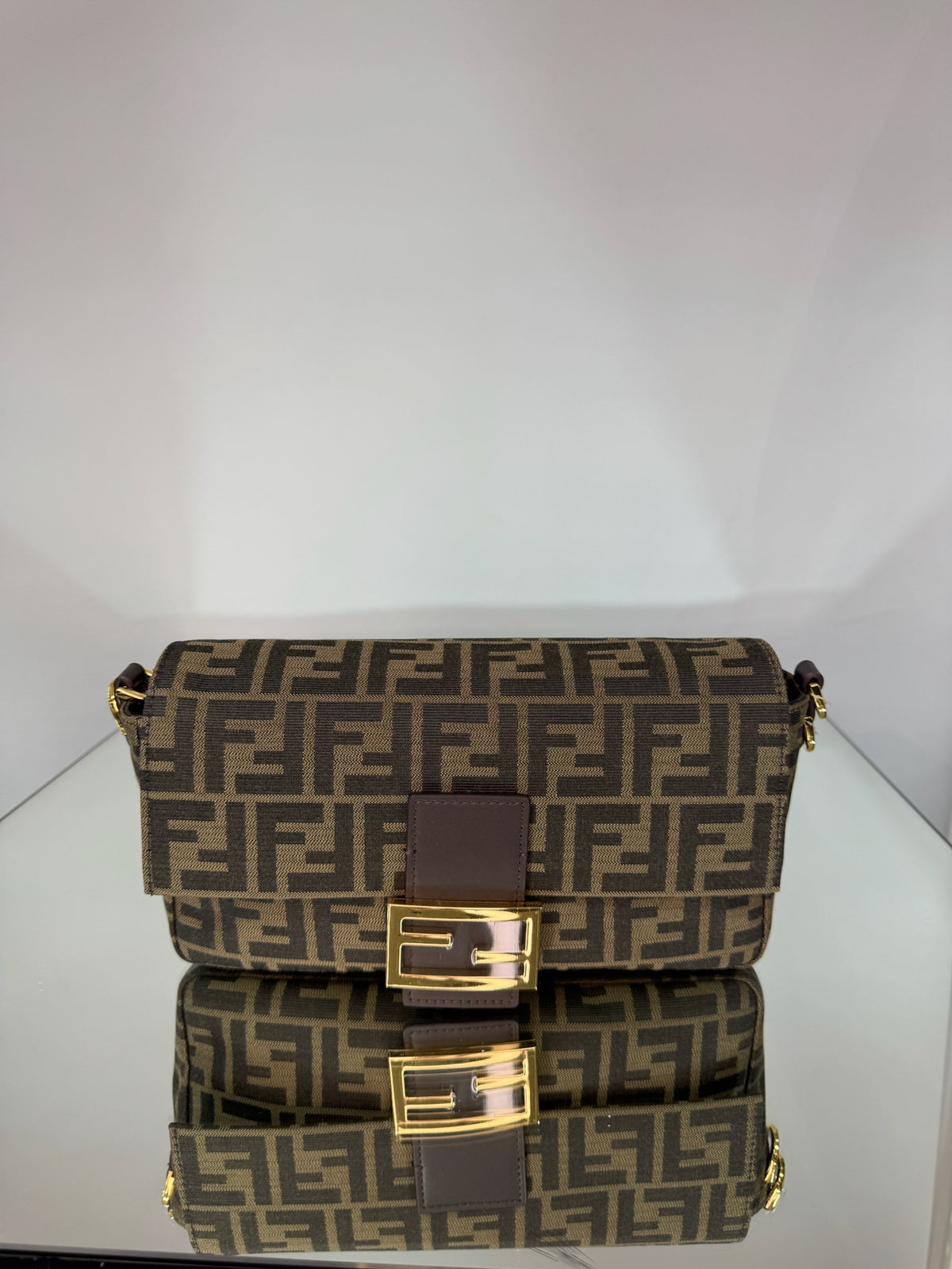 Fendi Baguette FF Monogram Canvas Shoulder Bag