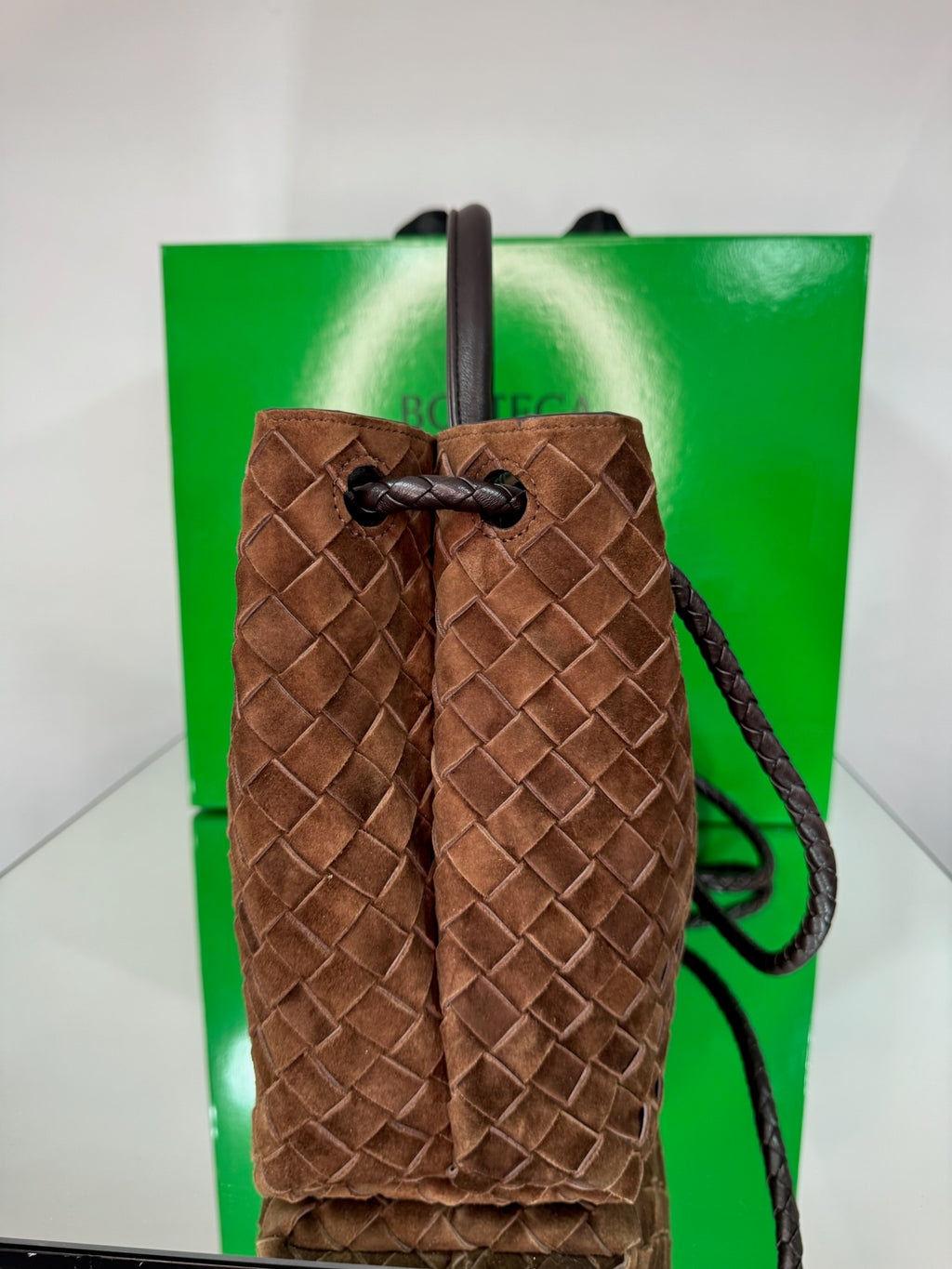 Bottega Veneta Andiamo Intrecciato Suede Bag