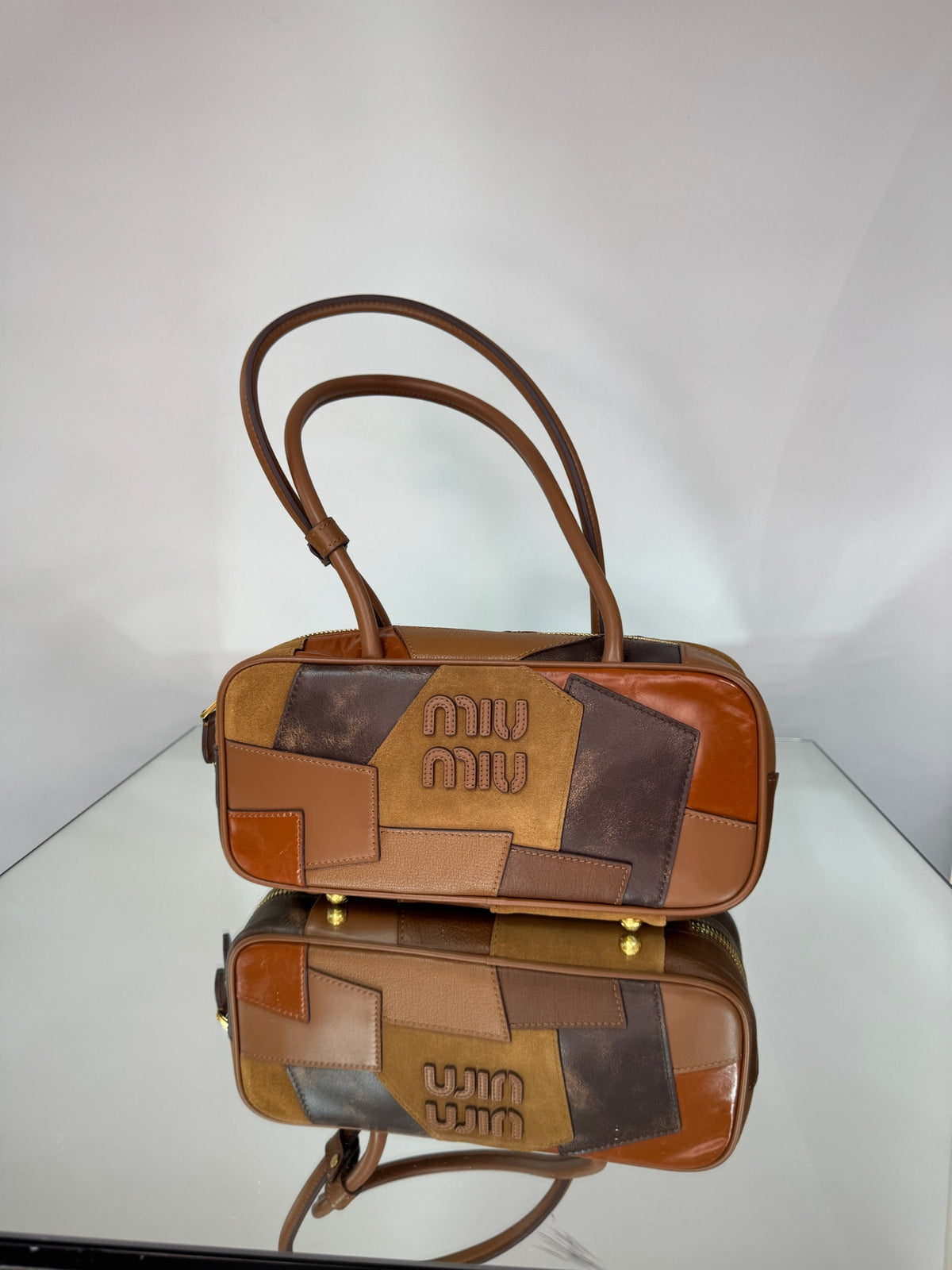 Miu Miu Arcadie Patchwork Leather & Suede Bag