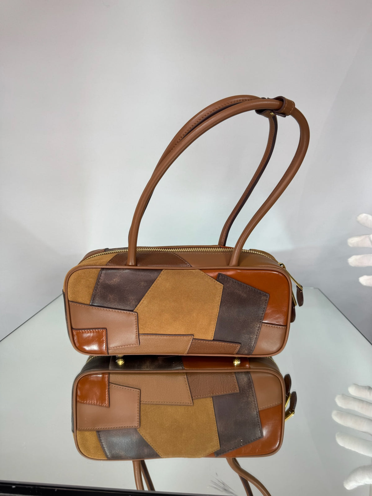 Miu Miu Arcadie Patchwork Leather & Suede Bag