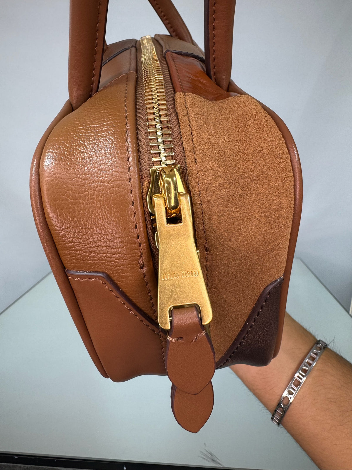 Miu Miu Arcadie Patchwork Leather & Suede Bag