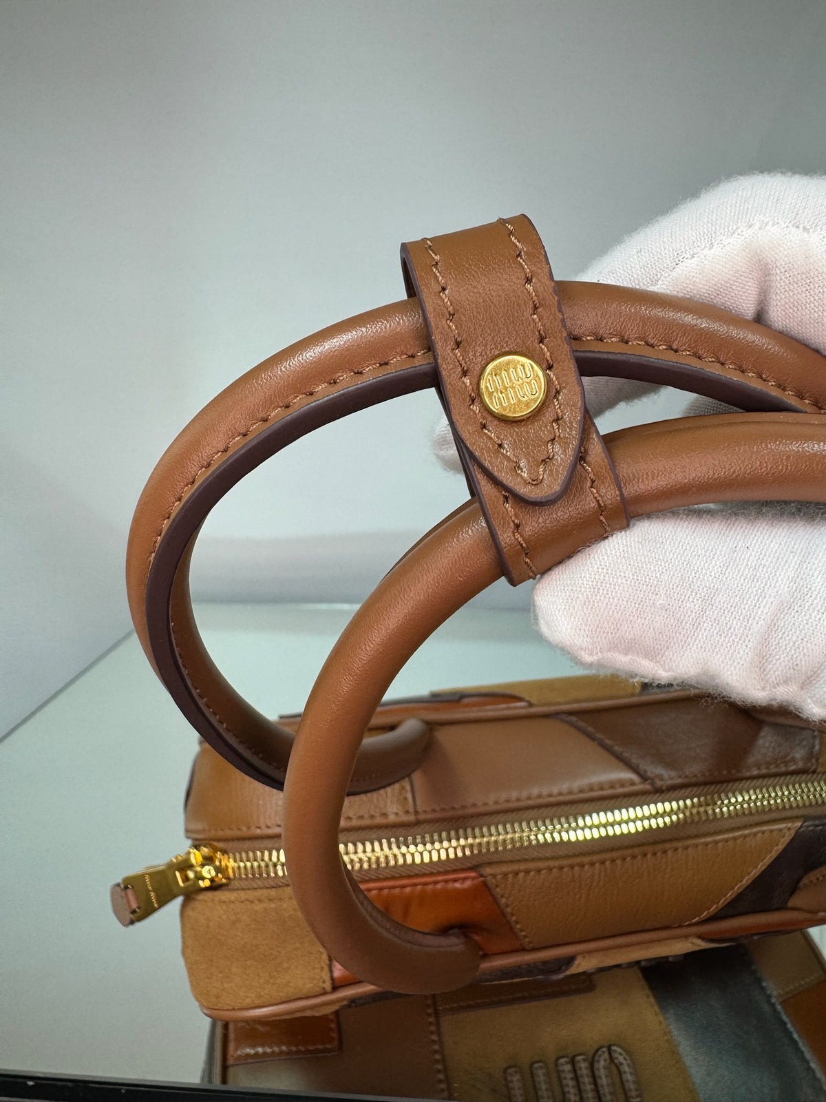 Miu Miu Arcadie Patchwork Leather & Suede Bag