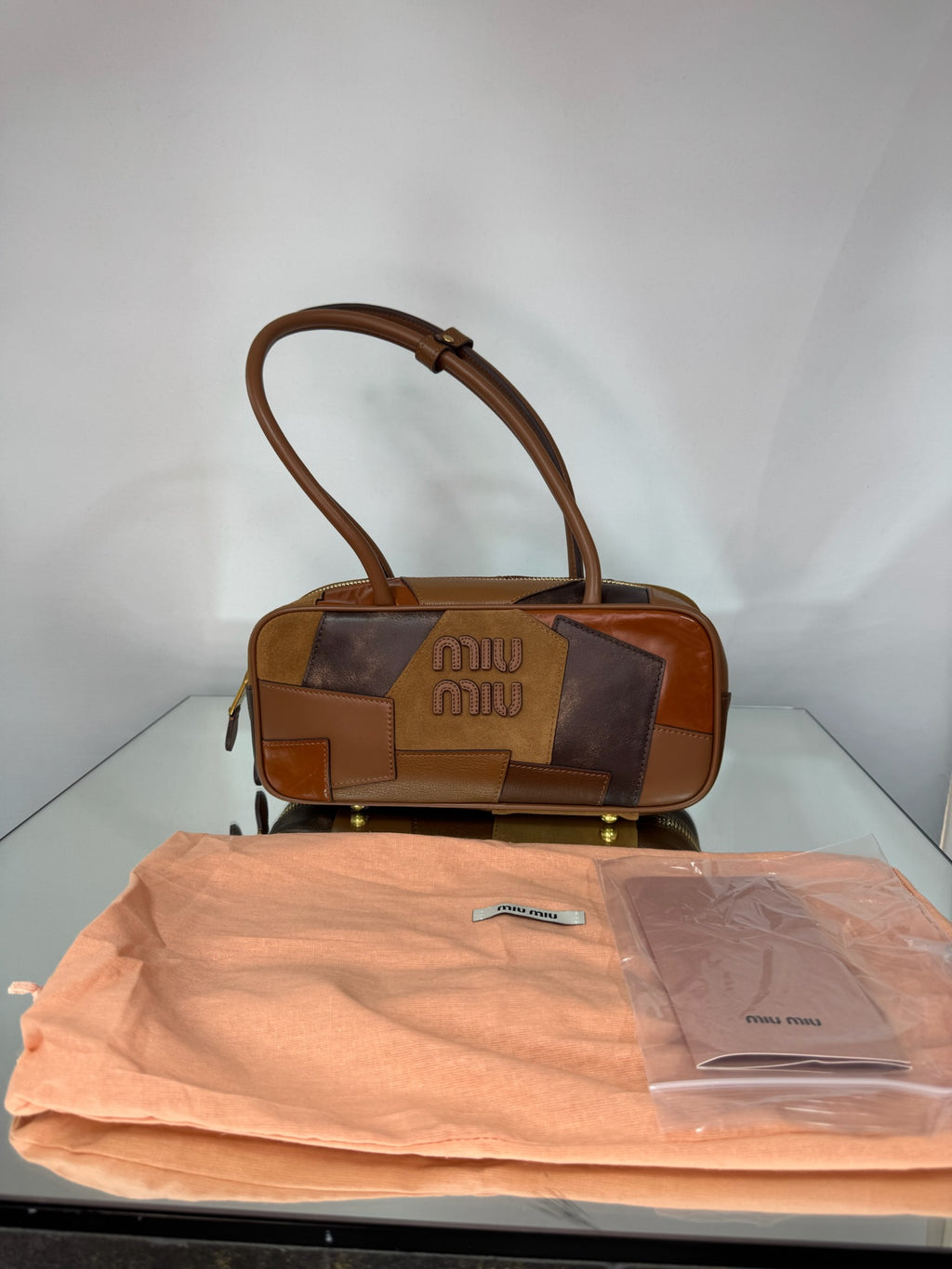 Miu Miu Arcadie Patchwork Leather & Suede Bag