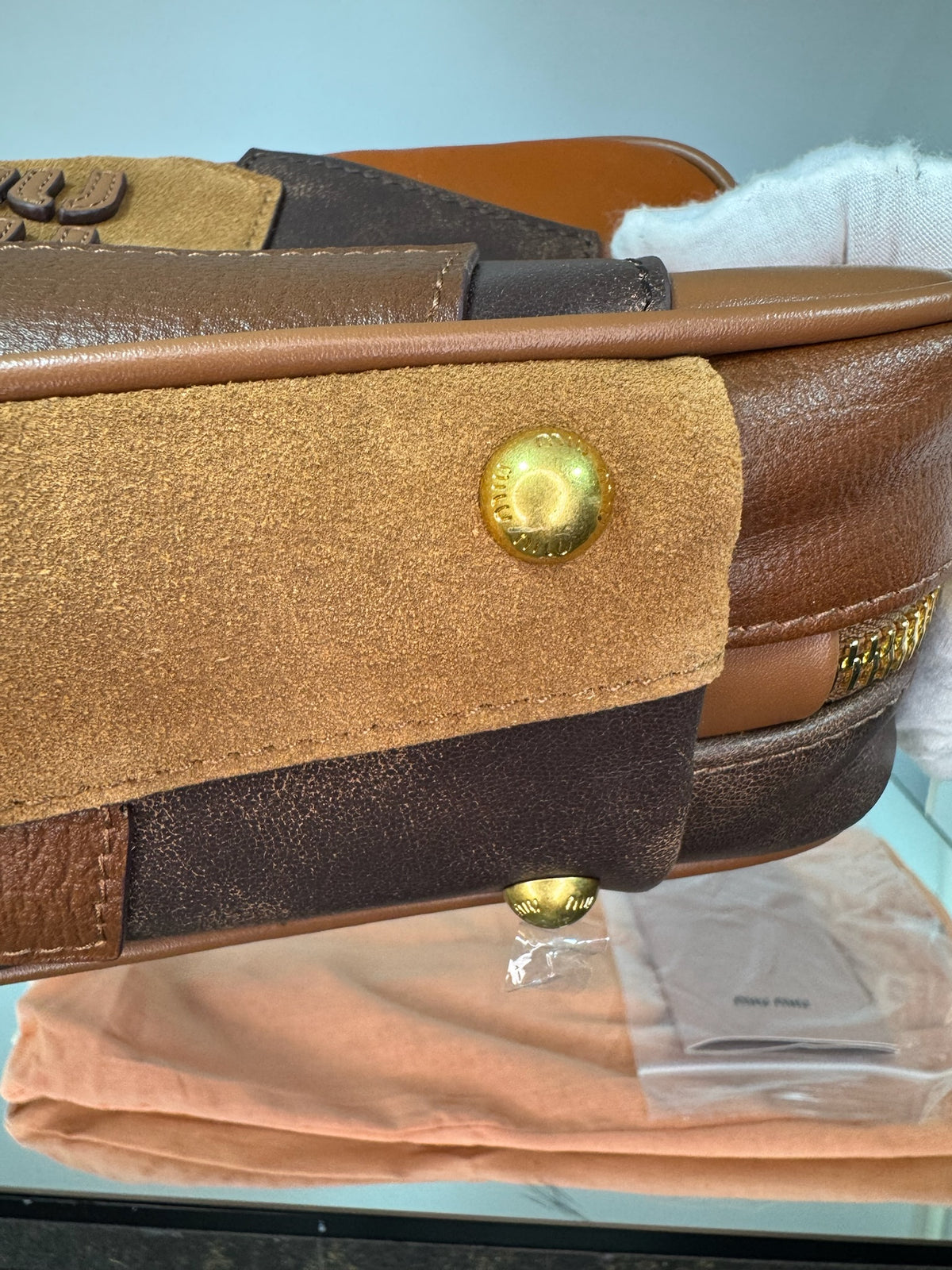 Miu Miu Arcadie Patchwork Leather & Suede Bag