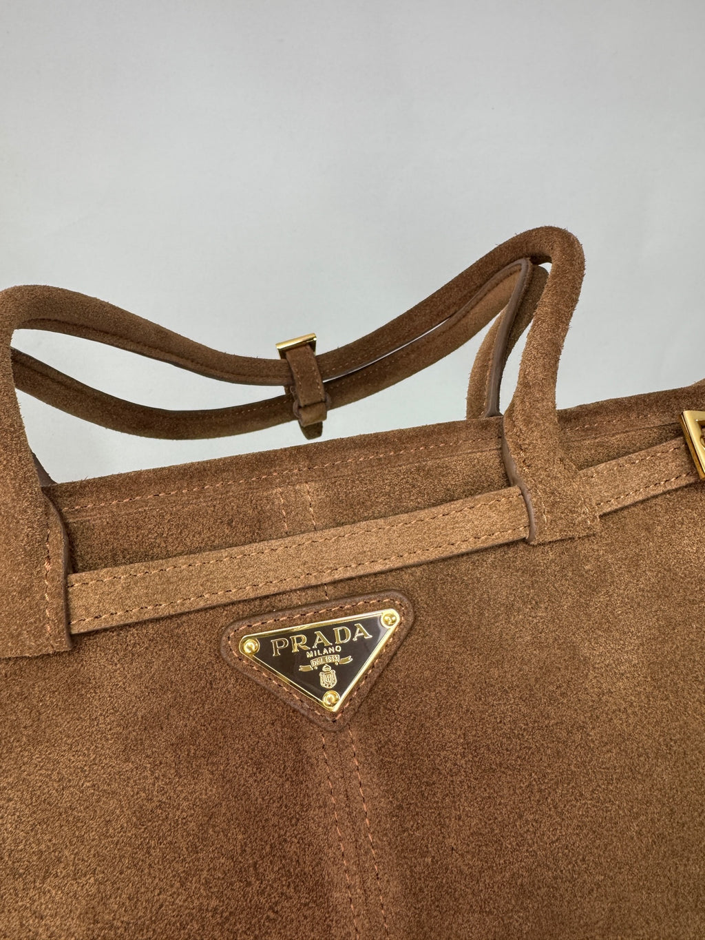 Prada Bonnie Small Leather Handbag Καφέ