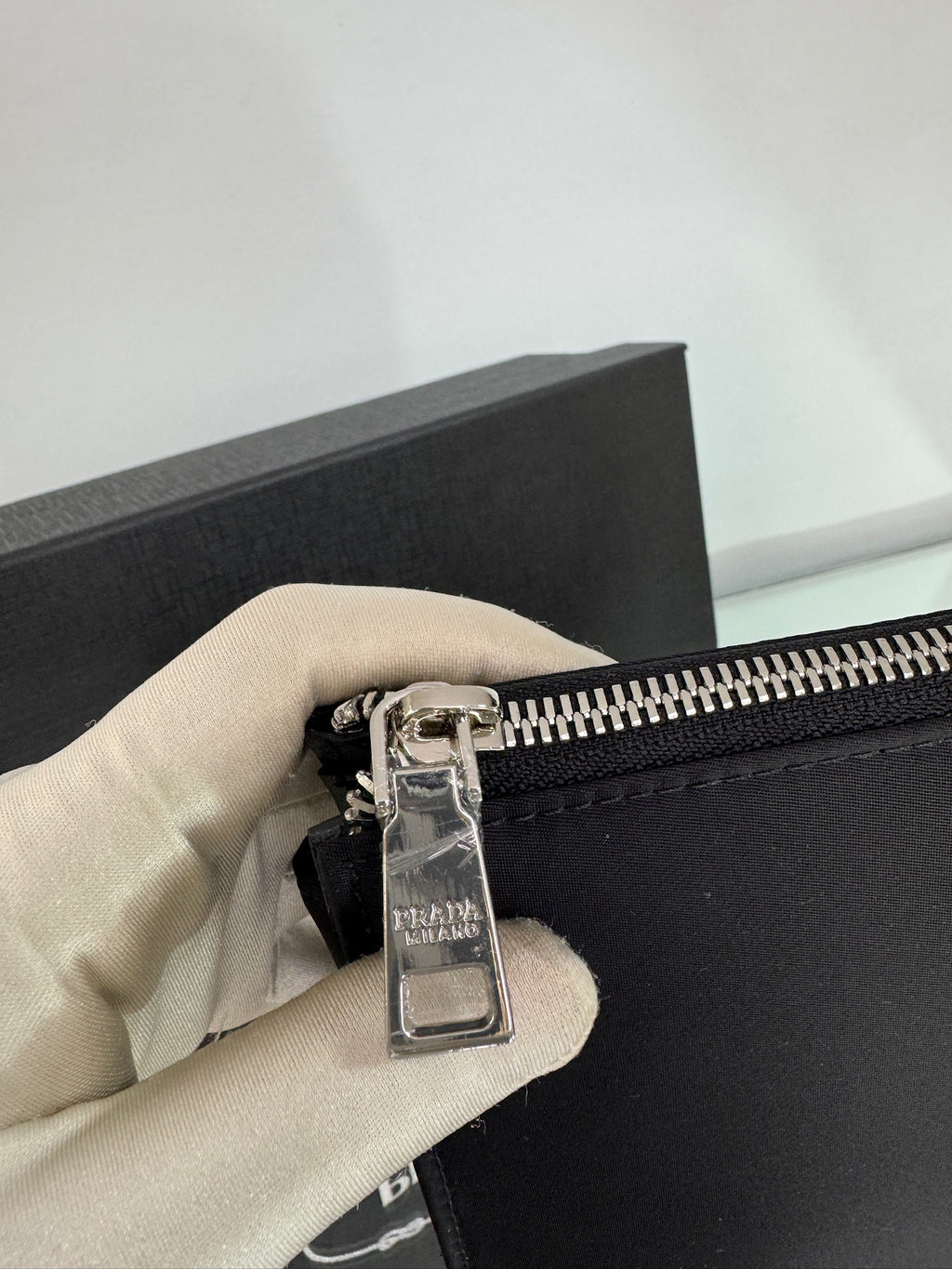 Prada Logo Plaque Clutch Bag