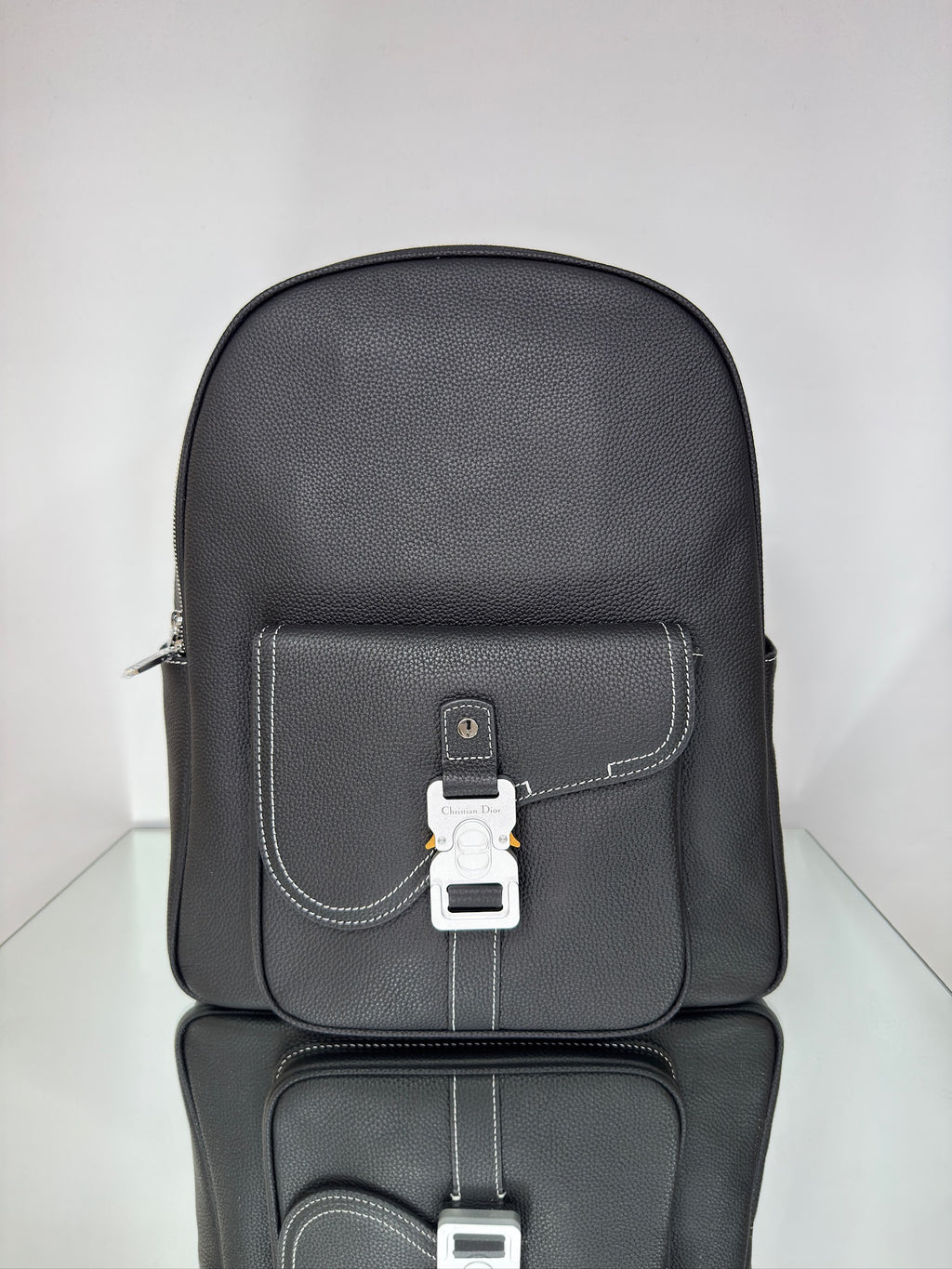 Dior Saddle Zip Backpack – Black Grained Calfskin