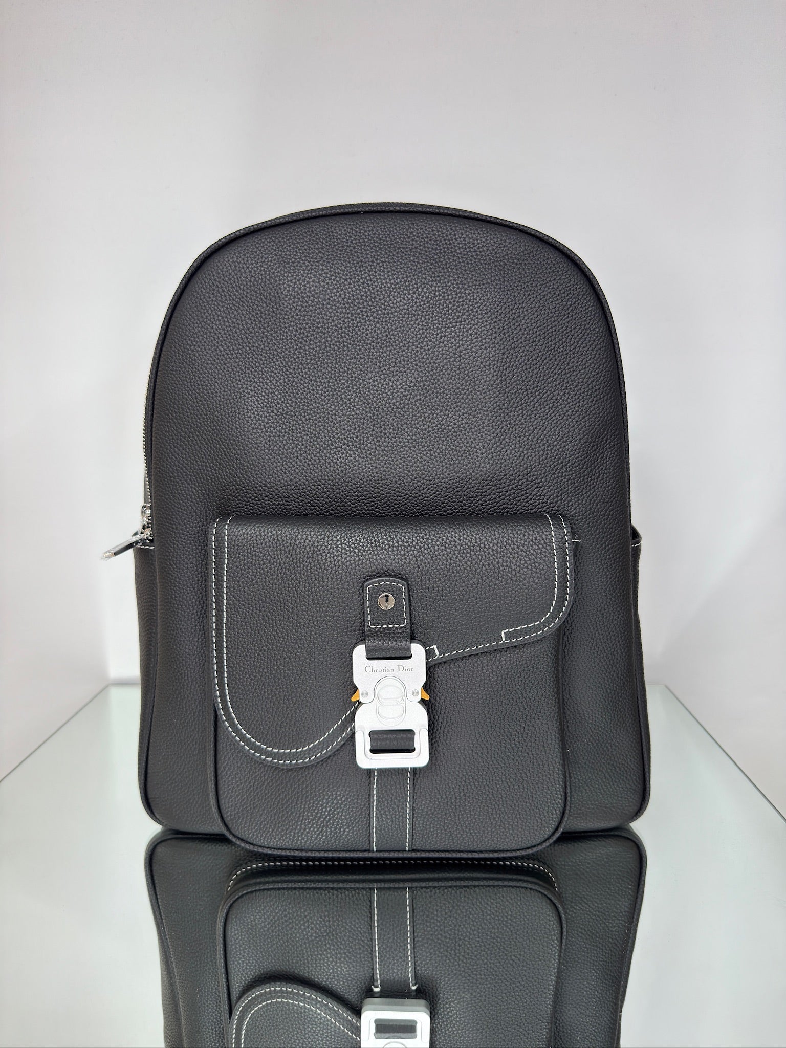 Dior Saddle Zip Backpack – Black Grained Calfskin