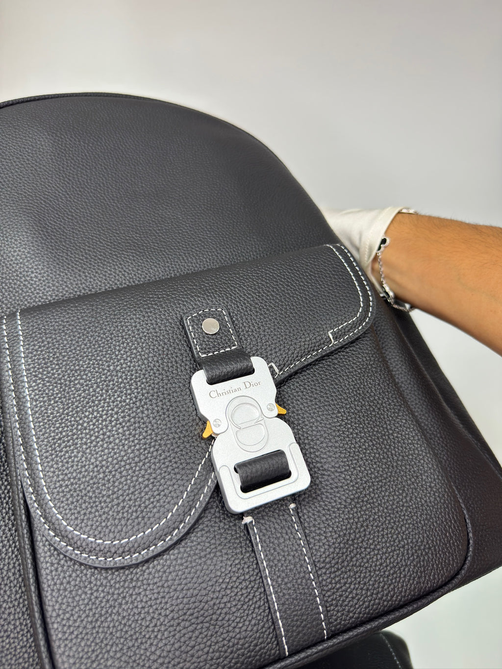 Dior Saddle Zip Backpack – Black Grained Calfskin