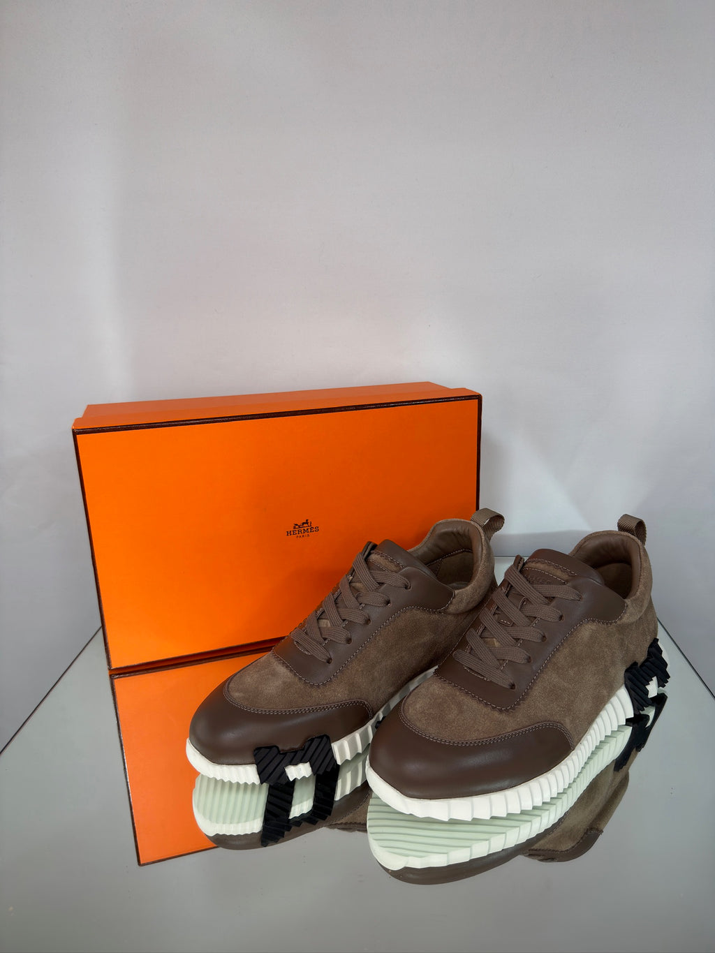 Hermès Bouncing Sneakers – Brown Leather & Suede