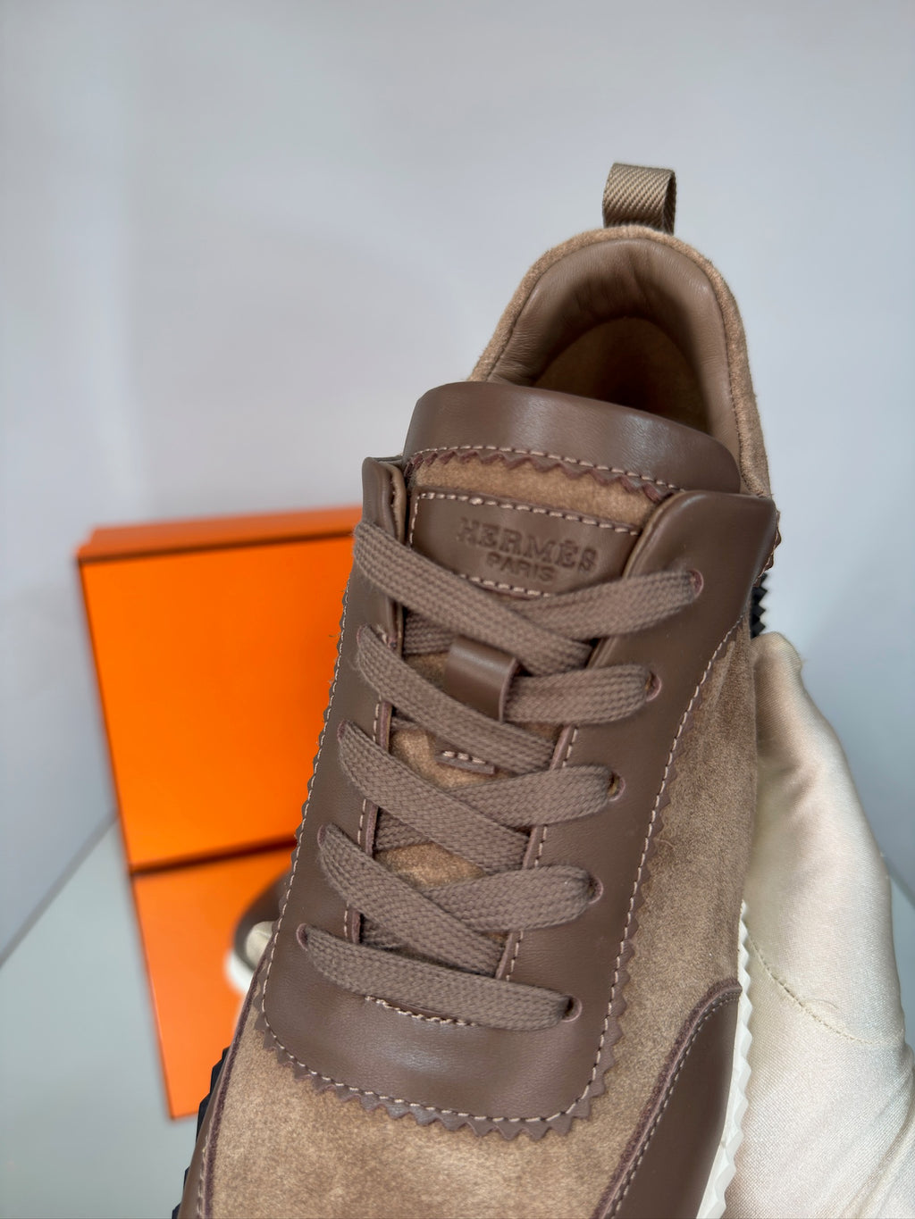 Hermès Bouncing Sneakers – Brown Leather & Suede