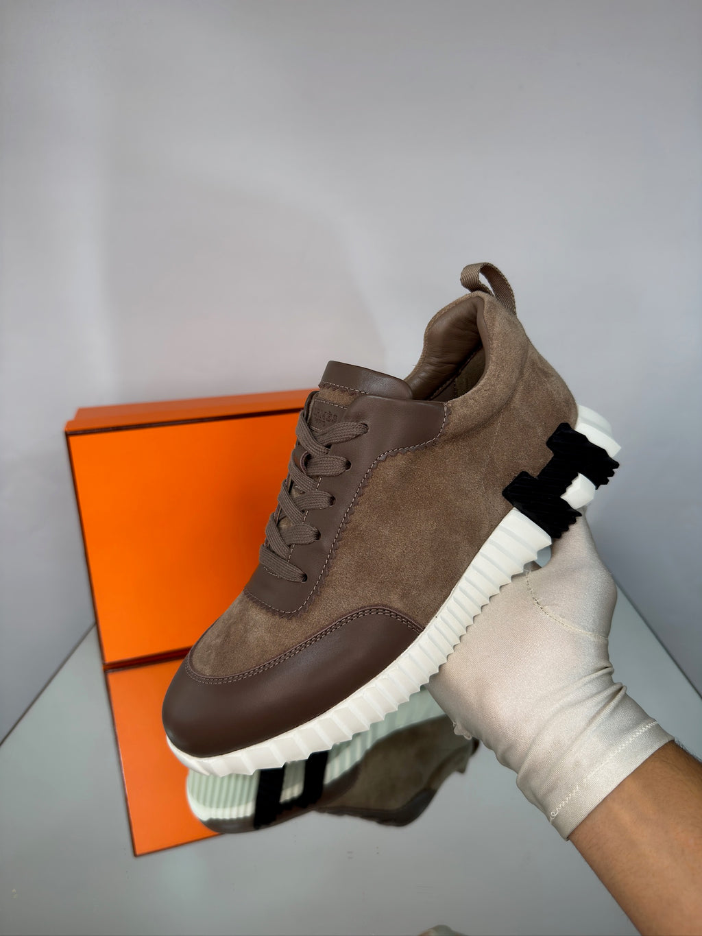 Hermès Bouncing Sneakers – Brown Leather & Suede