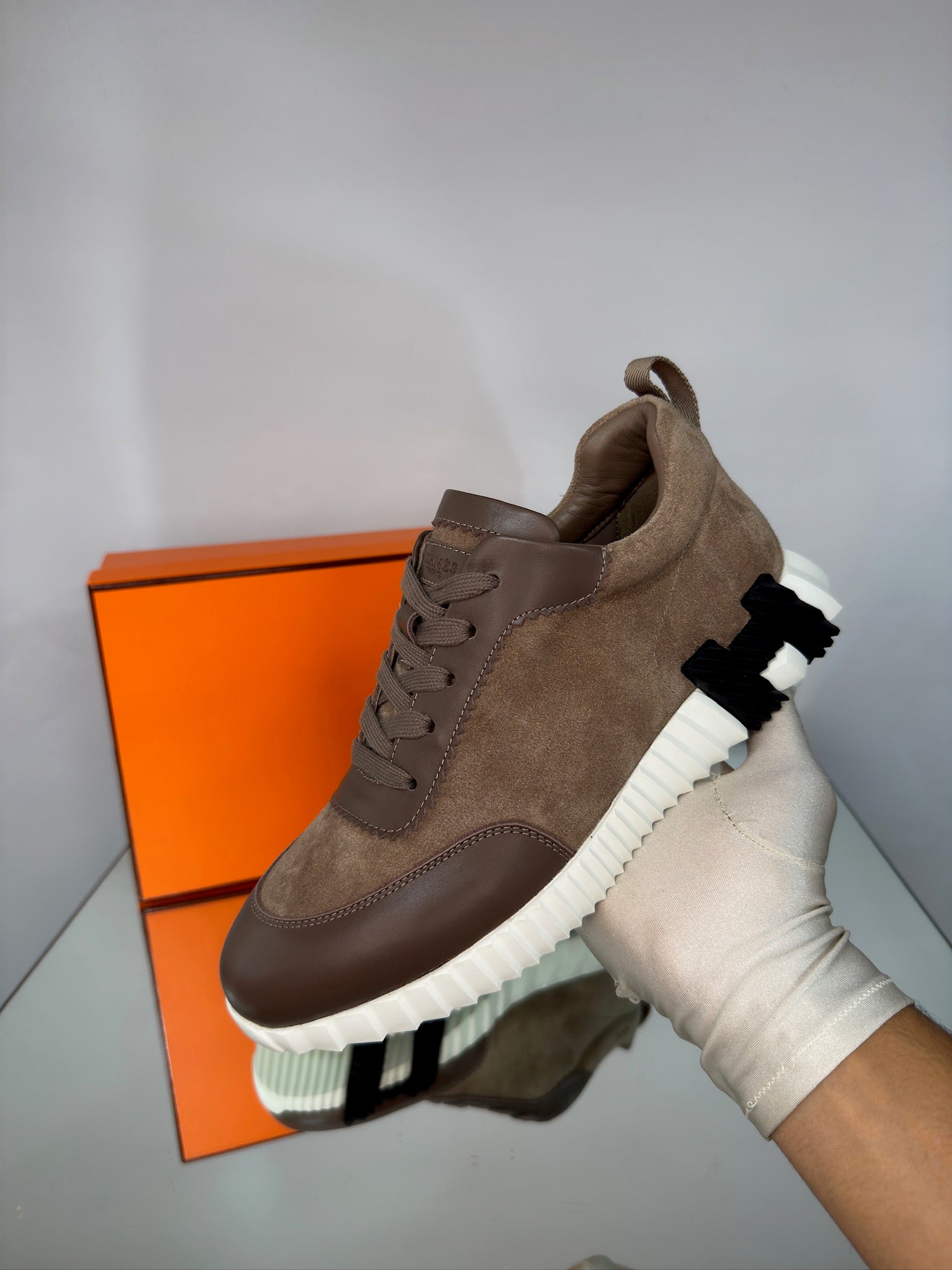 Hermès Bouncing Sneakers – Brown Leather & Suede