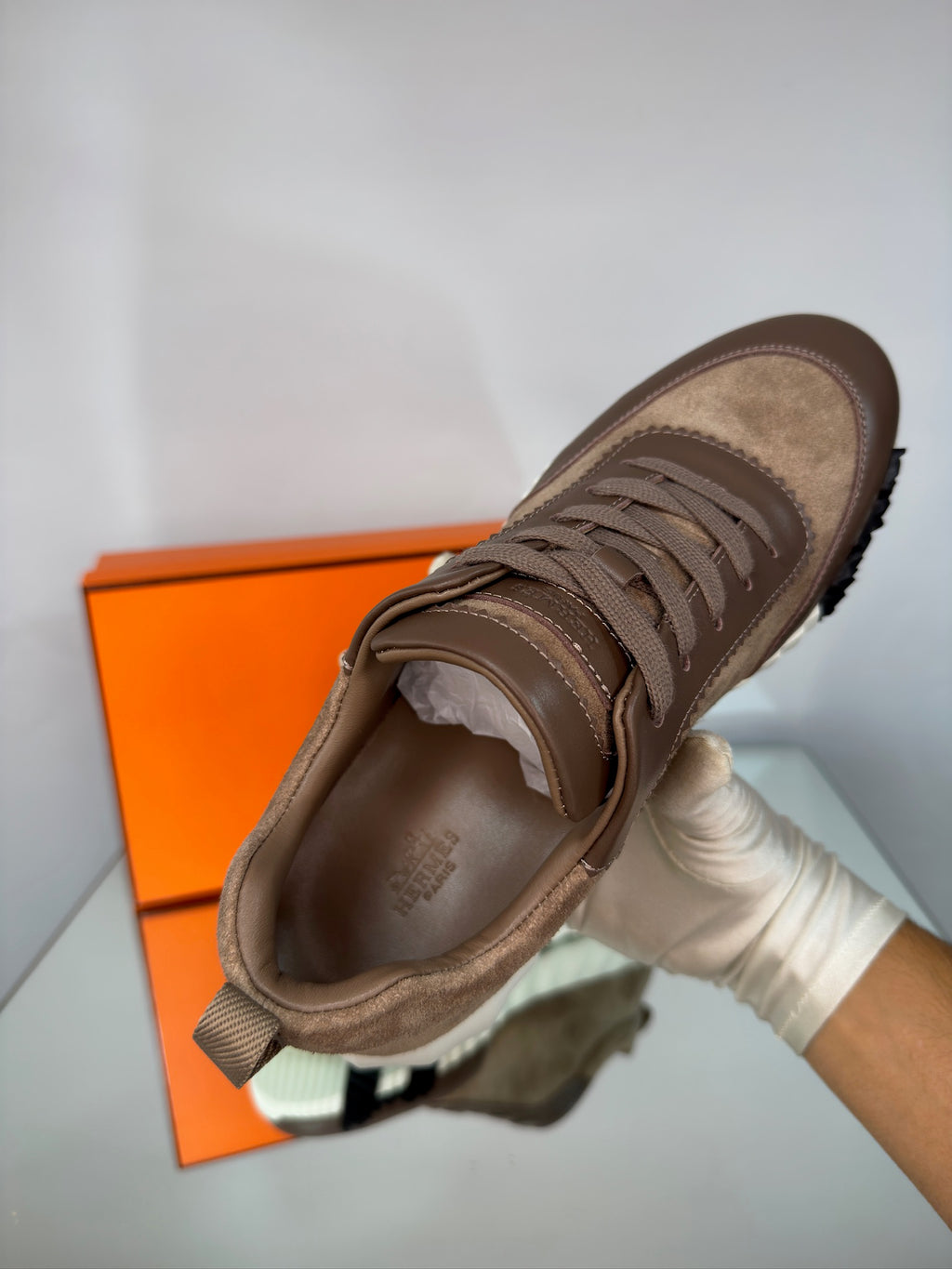 Hermès Bouncing Sneakers – Brown Leather & Suede