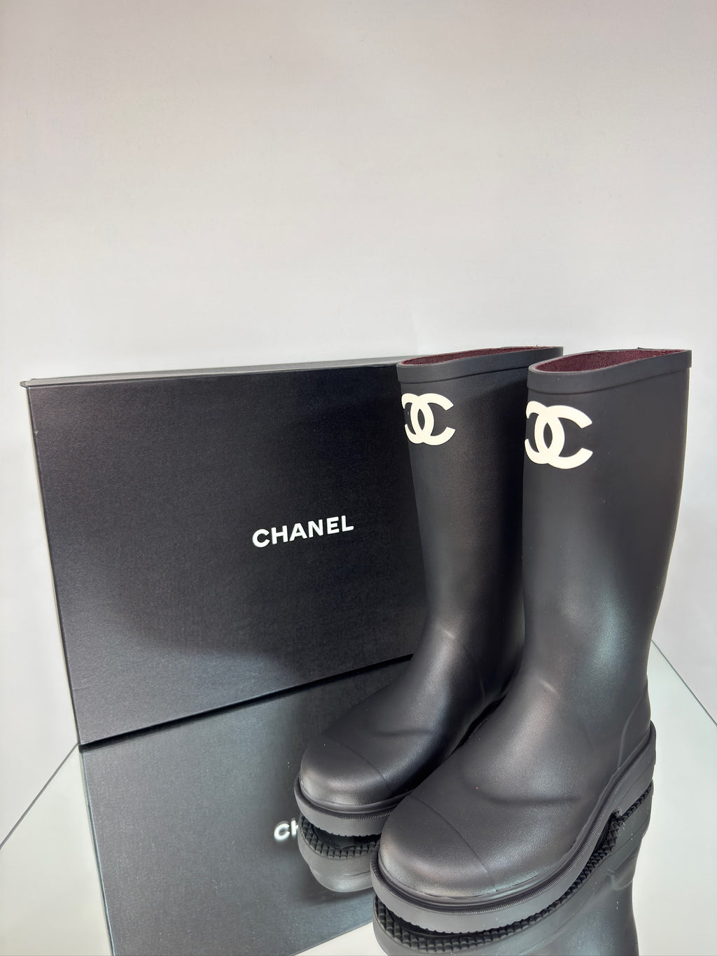 Chanel Wellington Boots – Rubber with CC Logo