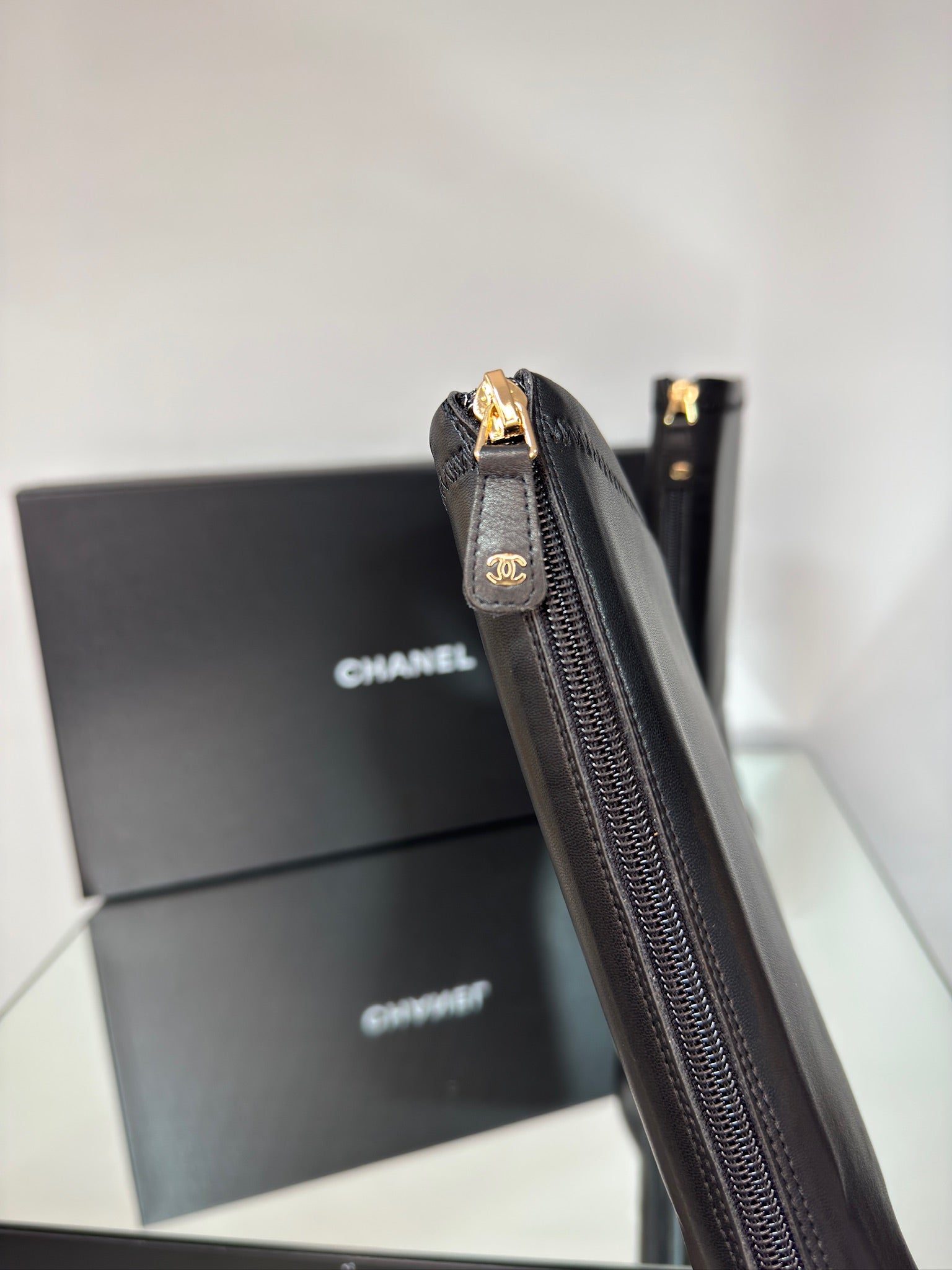 Chanel Mid-Calf Boots Black with Pearl Heel