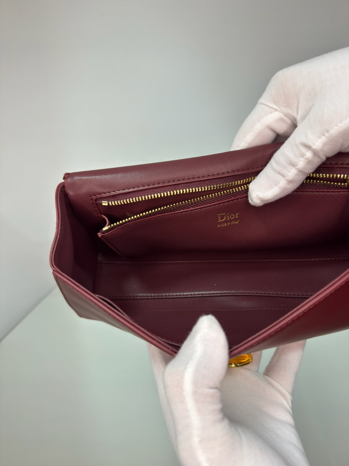 Christian Dior Medallion East-West Leather Shoulder Bag (Bordeaux & Black)