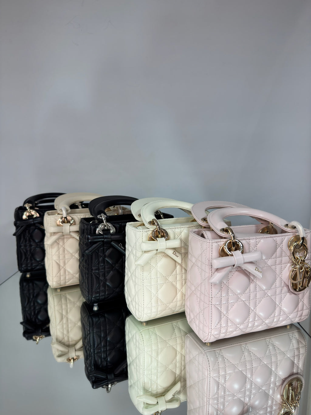 Christian Dior Lady Dior Mini Cannage Leather Bag with Bow Detail