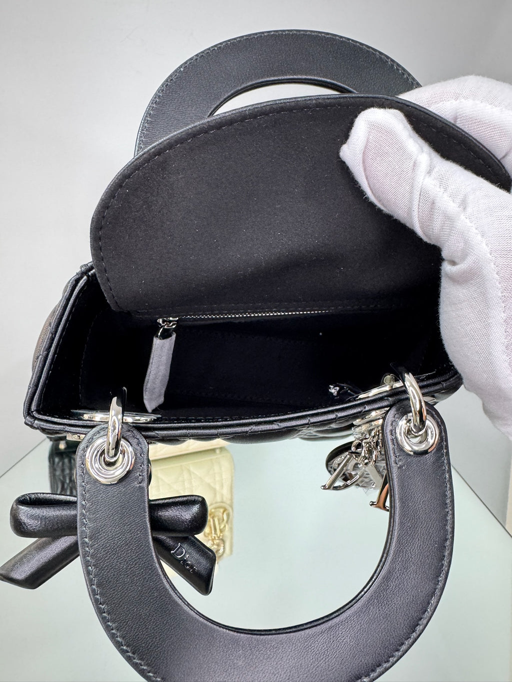 Christian Dior Lady Dior Mini Cannage Leather Bag with Bow Detail
