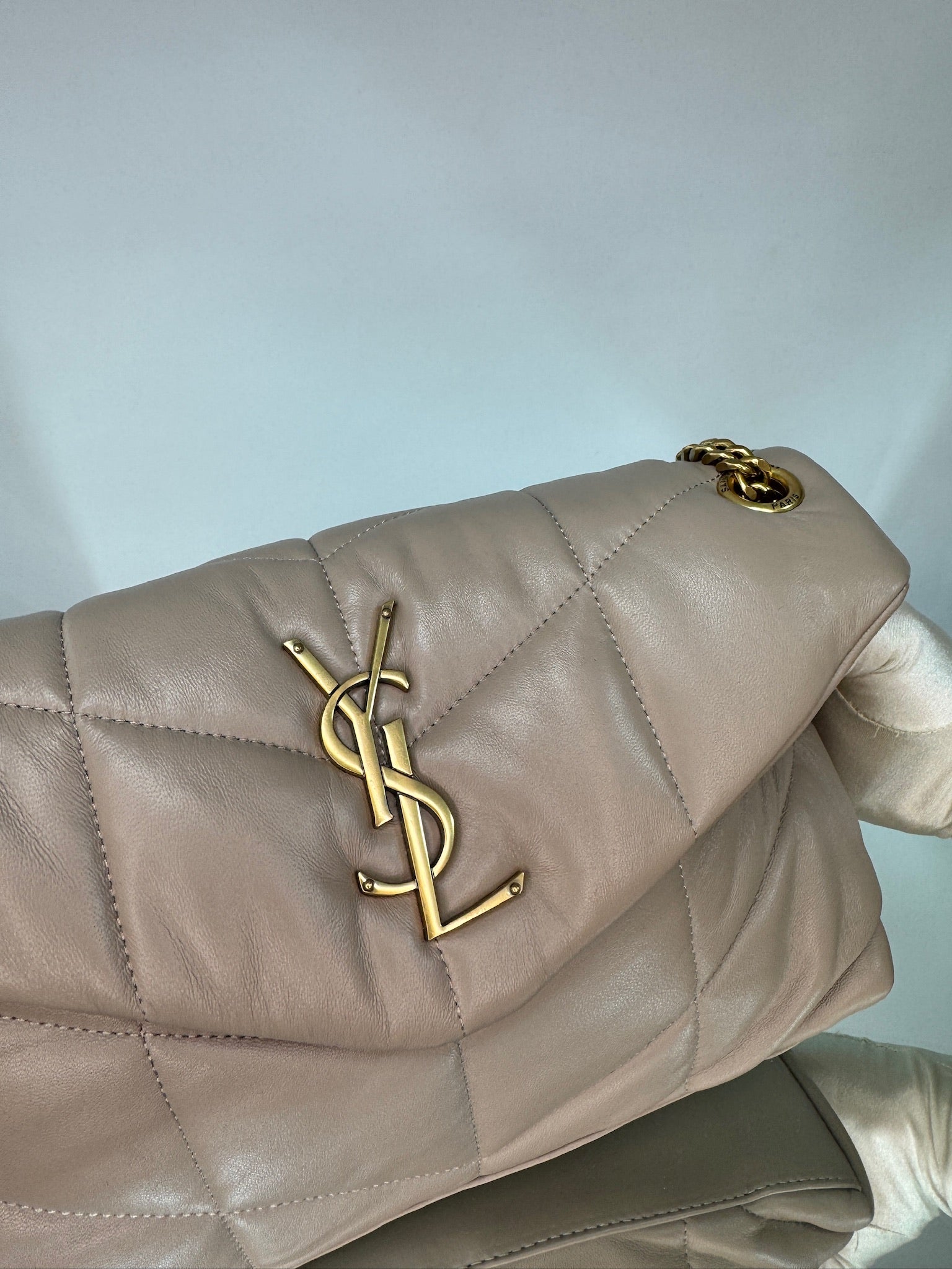 Saint Laurent Loulou Puffer Nappa Leather Beige