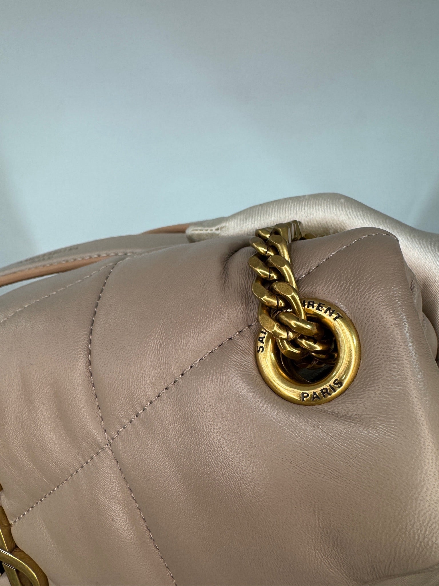 Saint Laurent Loulou Puffer Nappa Leather Beige