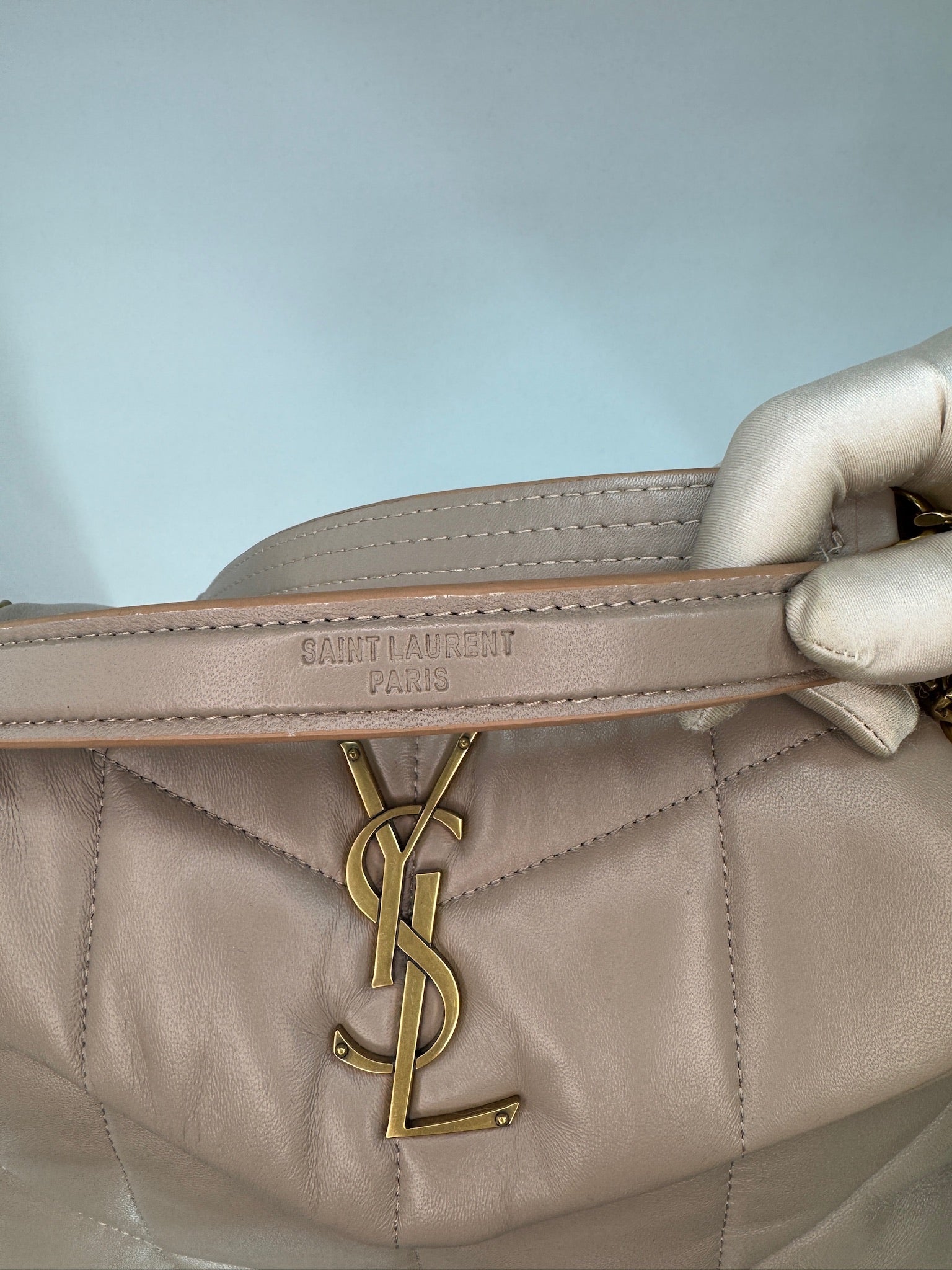 Saint Laurent Loulou Puffer Nappa Leather Beige