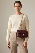 Chanel Classic Mini Flap Bag with Pearl Crush / Globe Ball (Black & Burgundy)