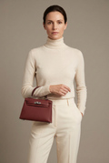 Hermès Kelly Mini II Sellier Epsom Leather Bag (Black & Burgundy )