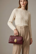 Christian Dior Medallion East-West Leather Shoulder Bag (Bordeaux & Black)